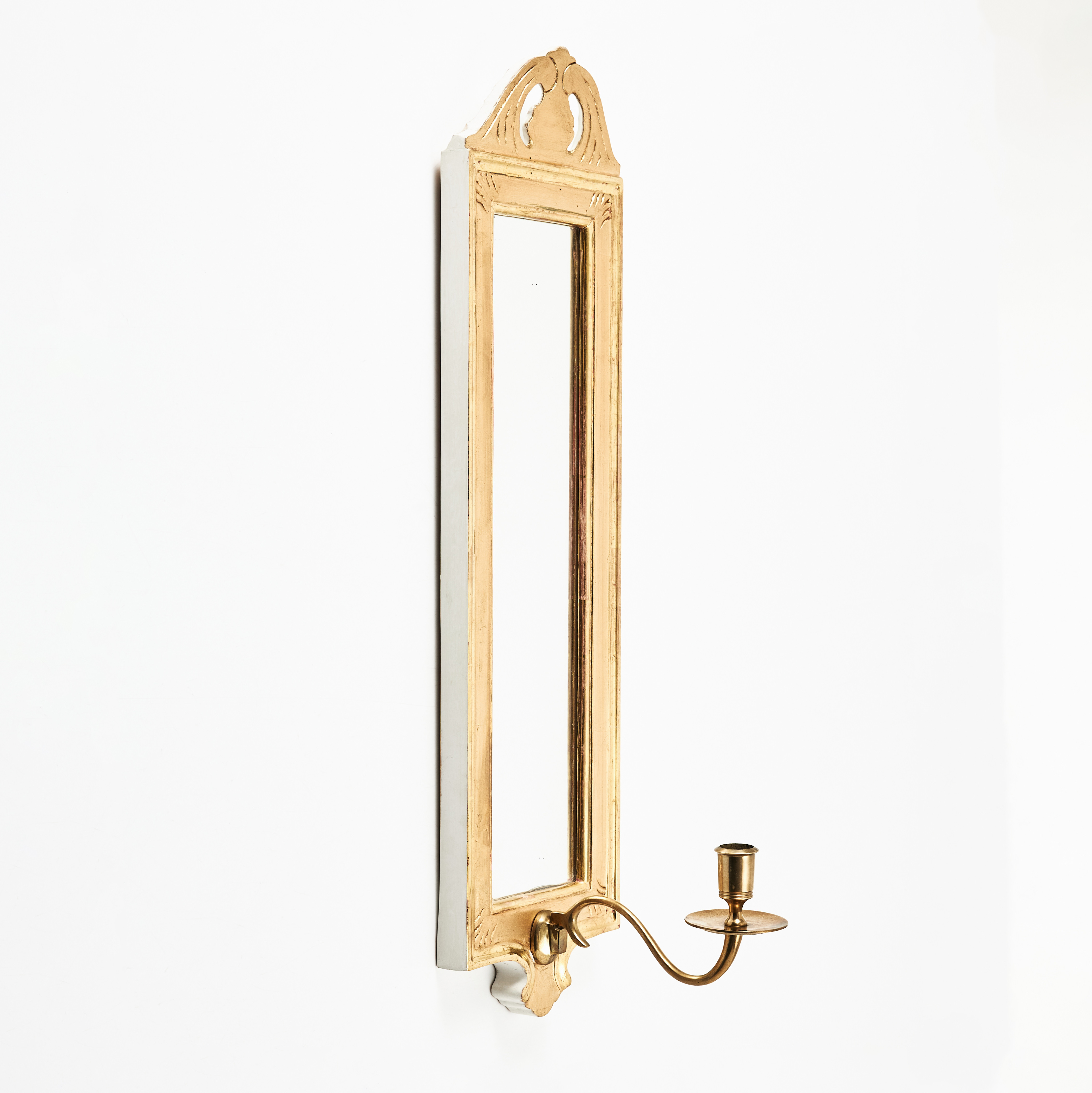 SPEGELLAMPETT, "Regnaholm", IKEA:s 1700-talsserie, förgylld, för 1 ljus, genombrutet krön.