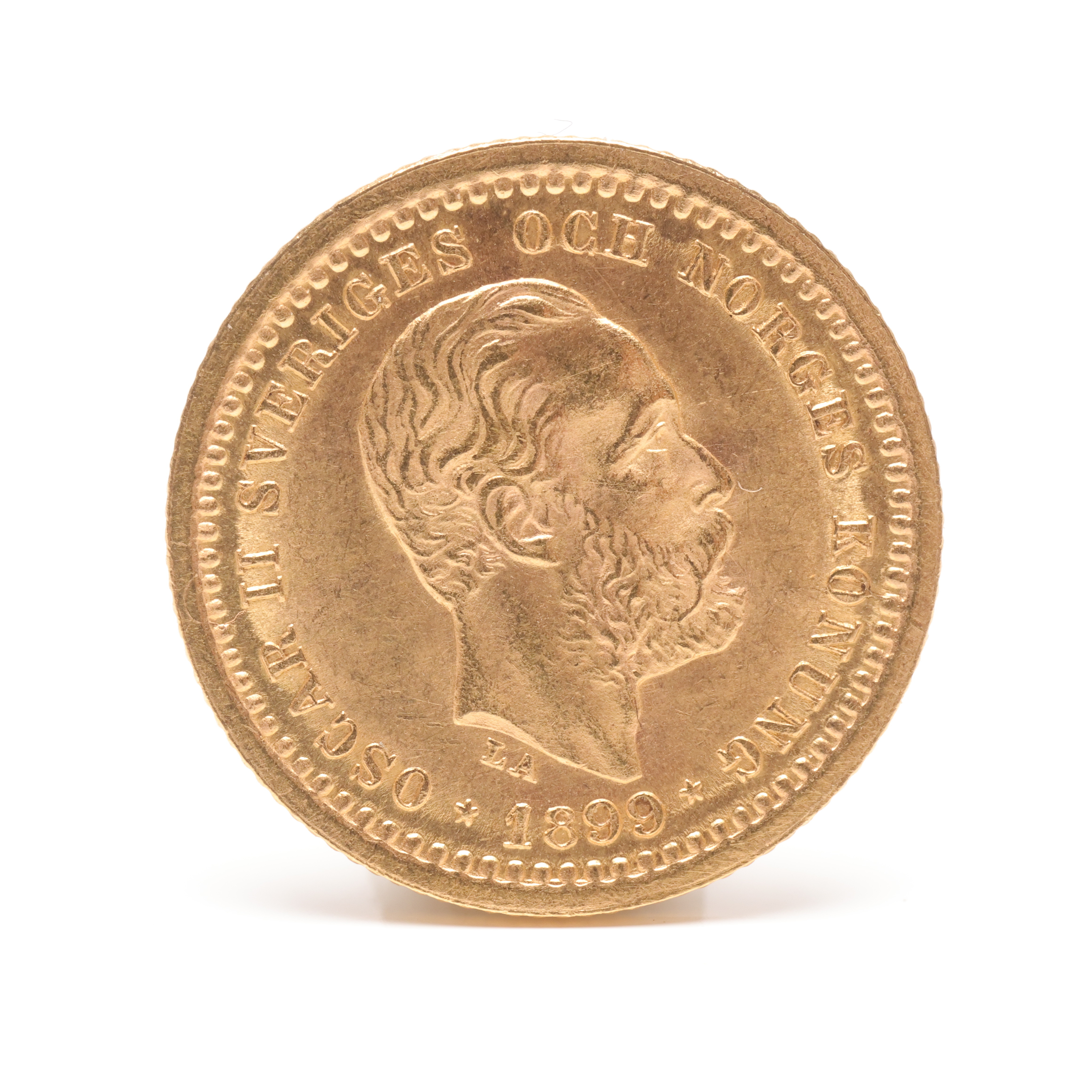 MYNT, guld, 5 kronor, Oscar II 1899.
