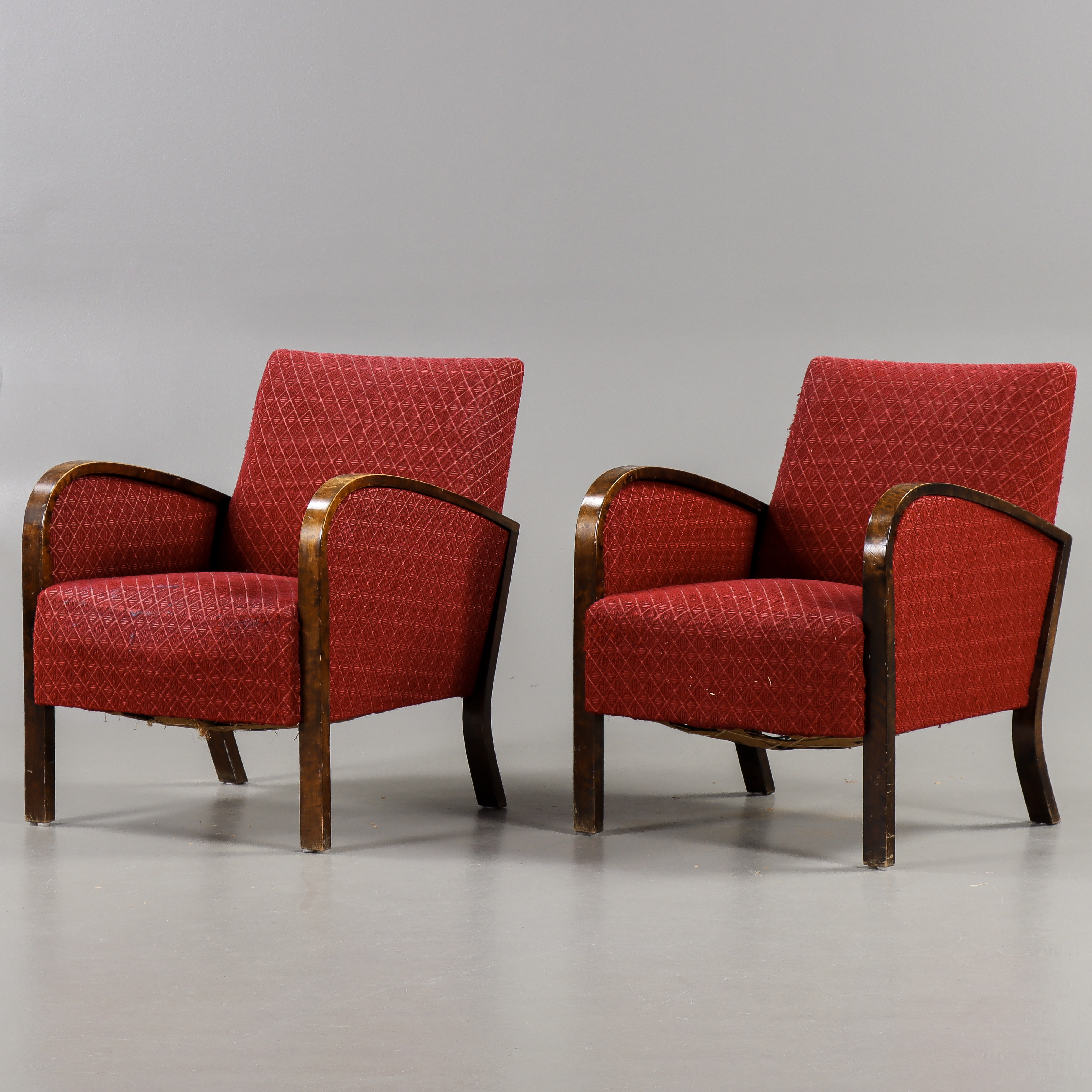 FÅTÖLJER 1 par, Bonad björk, Funkis, 1930-tal.