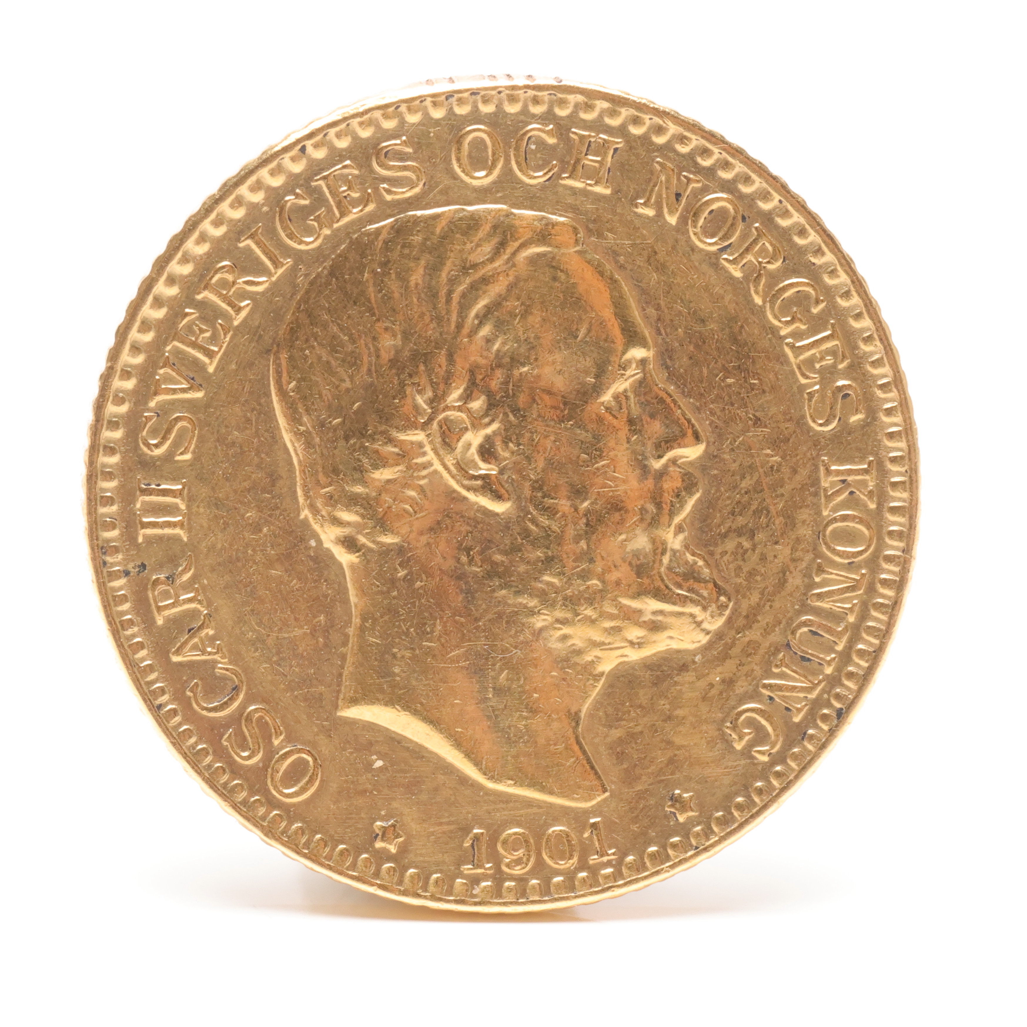GULDMYNT, 10 kronor, Oscar II, 1901.
