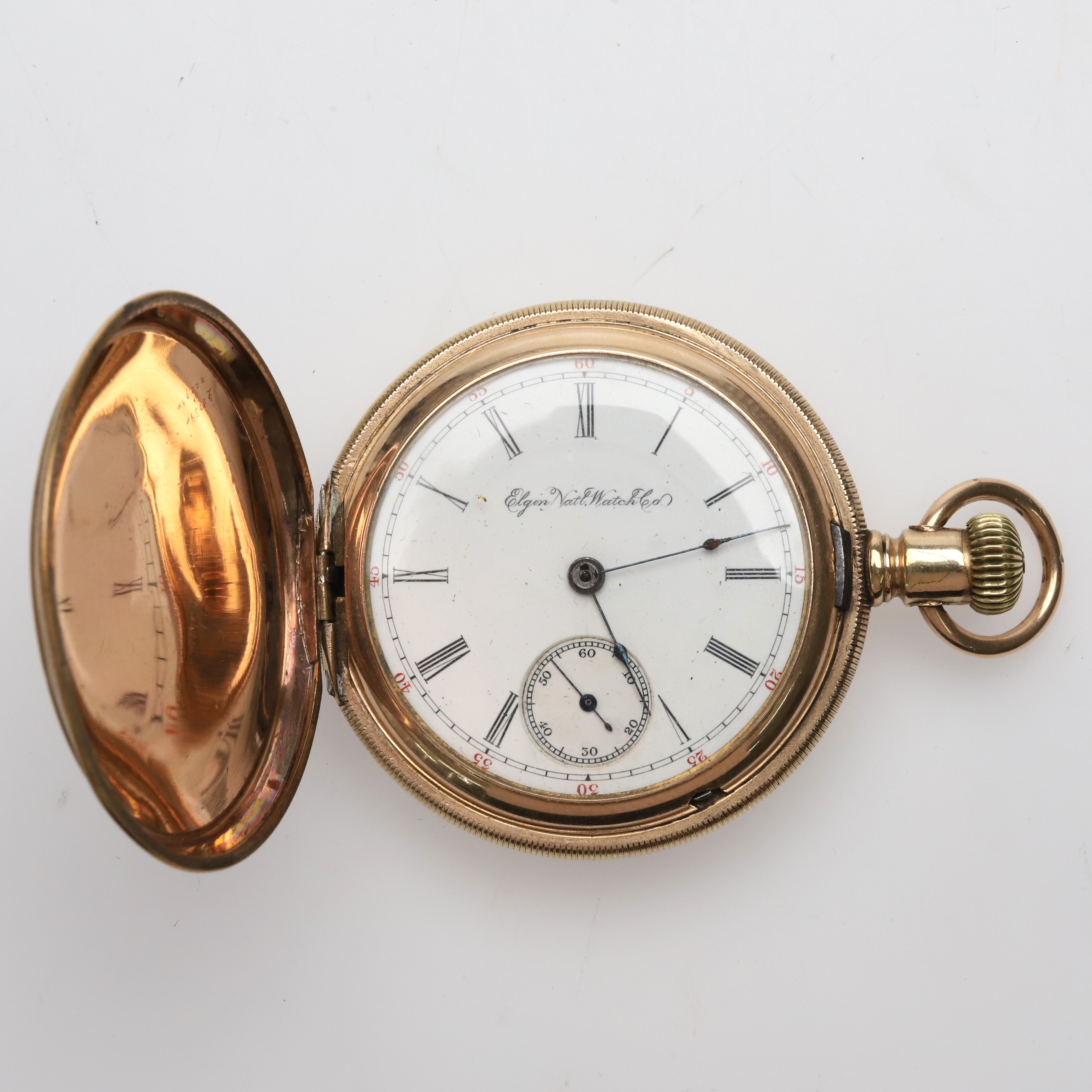 FICKUR / SAVONETT, förgylld, Elgin National Watch Co, manuell, USA, sekelskifte 18/1900.