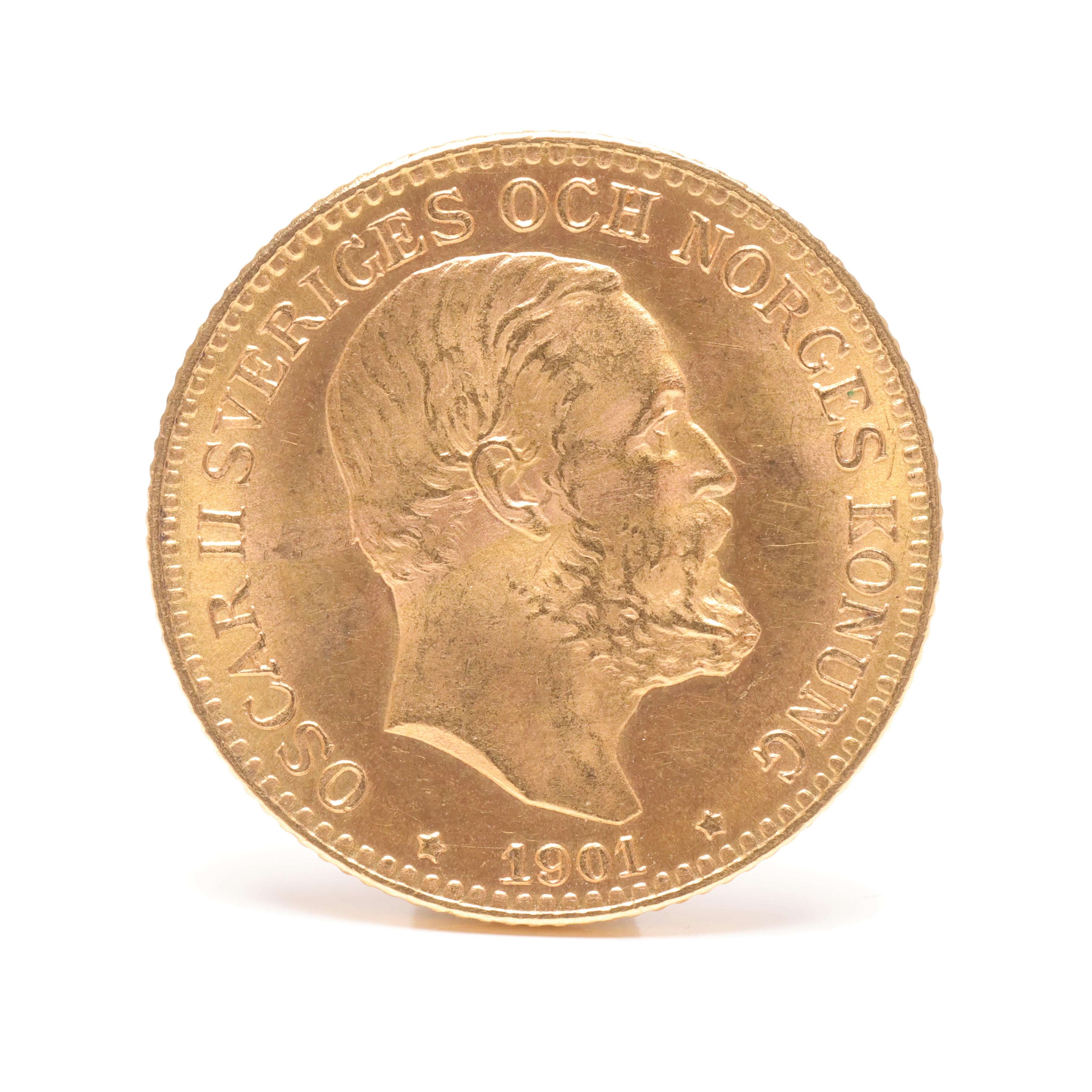 GULDMYNT, 10 kronor, Oscar II, 1901.