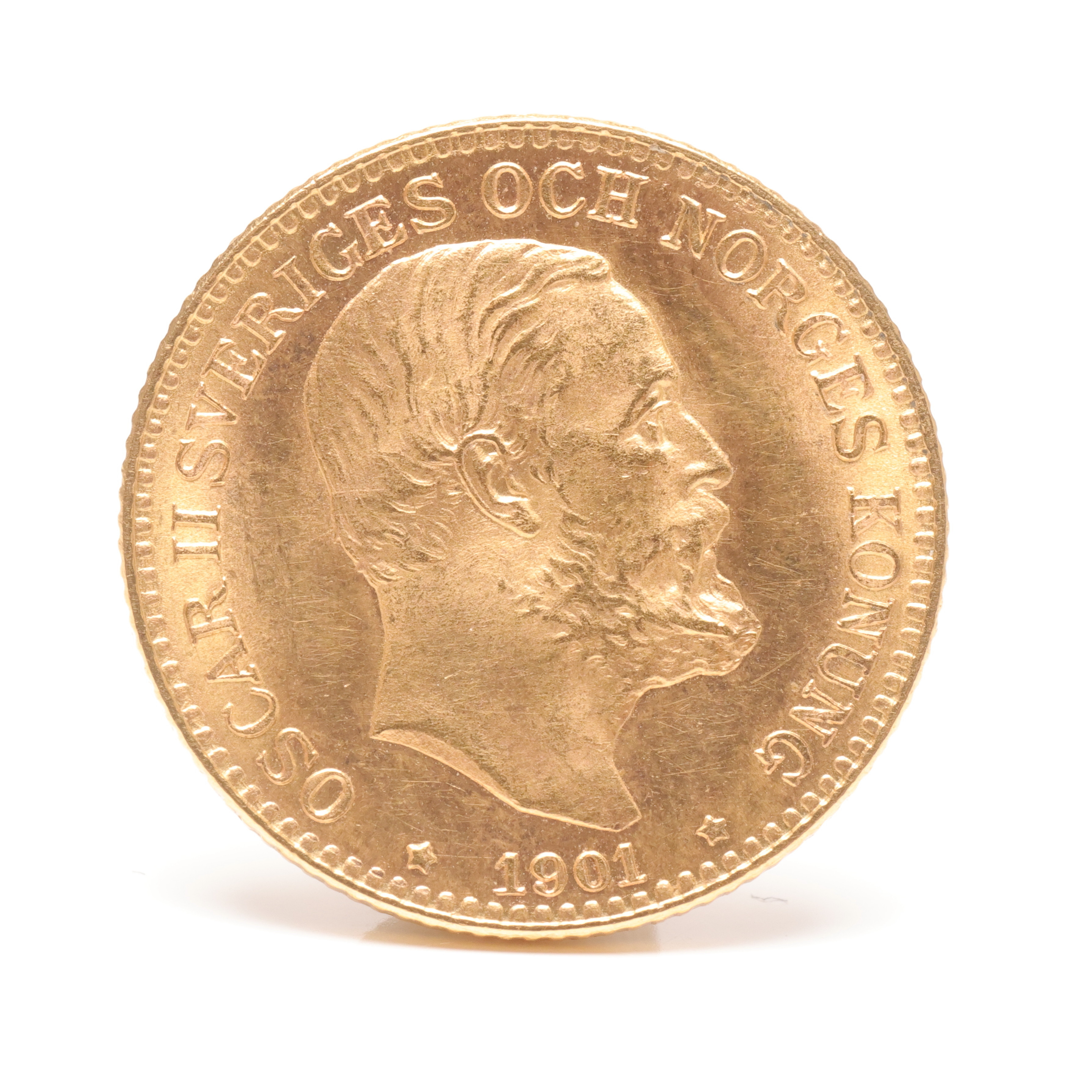 GULDMYNT, 10 kronor, Oscar II, 1901.