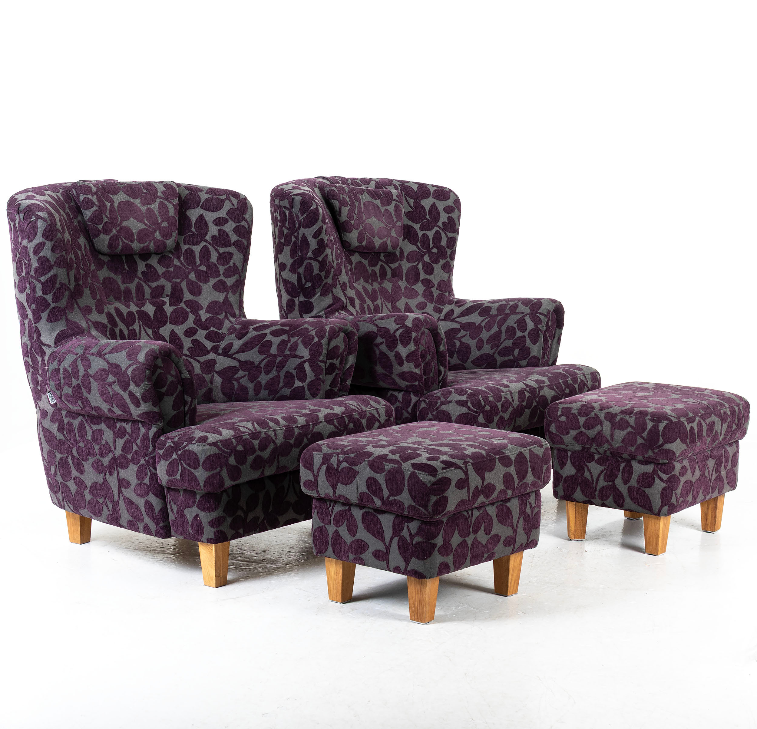 FÅTÖLJER, ett par, + FOTPALL, Hjort Knudsen, "Hans & Greta", 2000-tal.