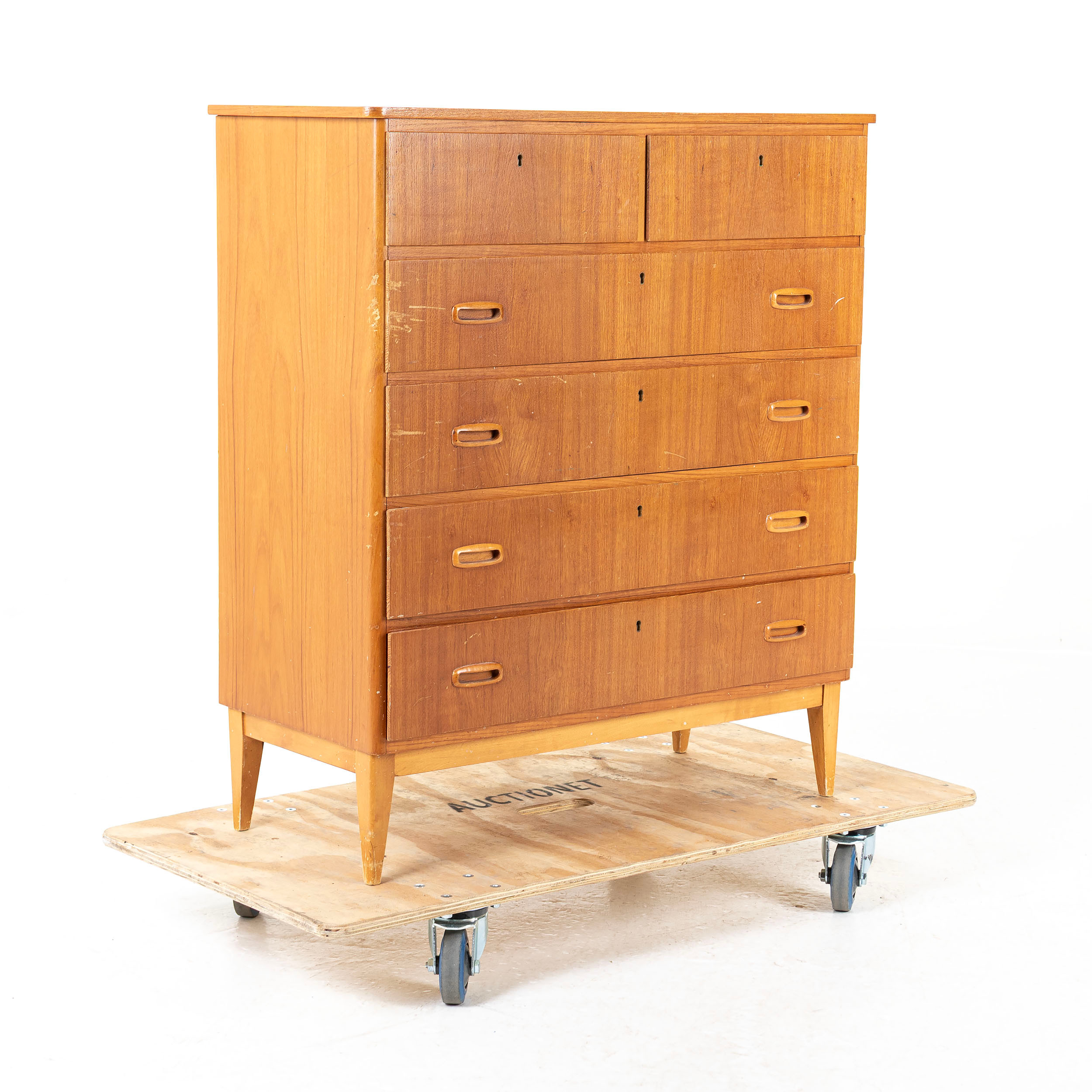 BYRÅ, 6 lådig, teak, 1900 - talets andra hälft.