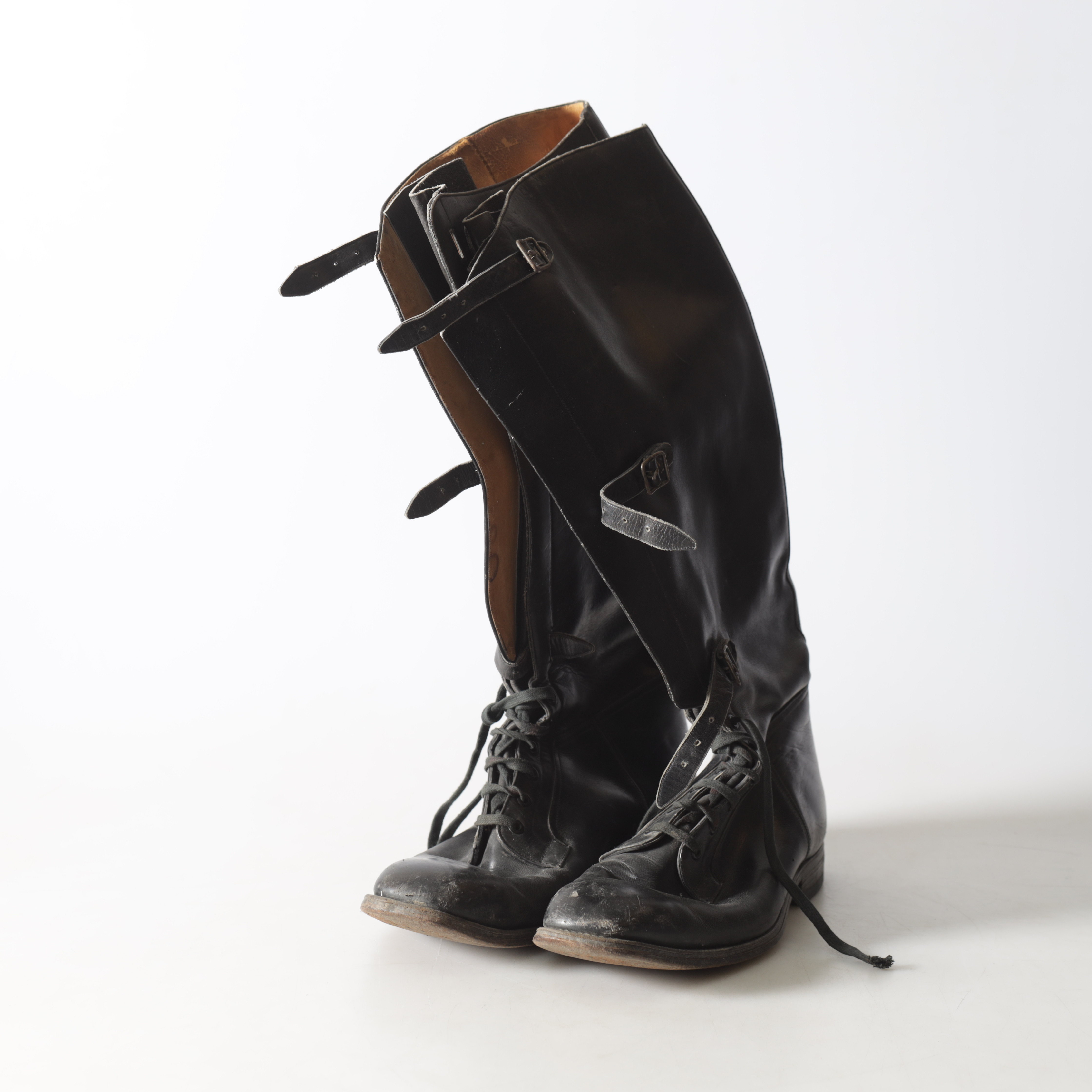 MOTORCYKELSTÖVLAR, 1 par, läder, 1940-tal.