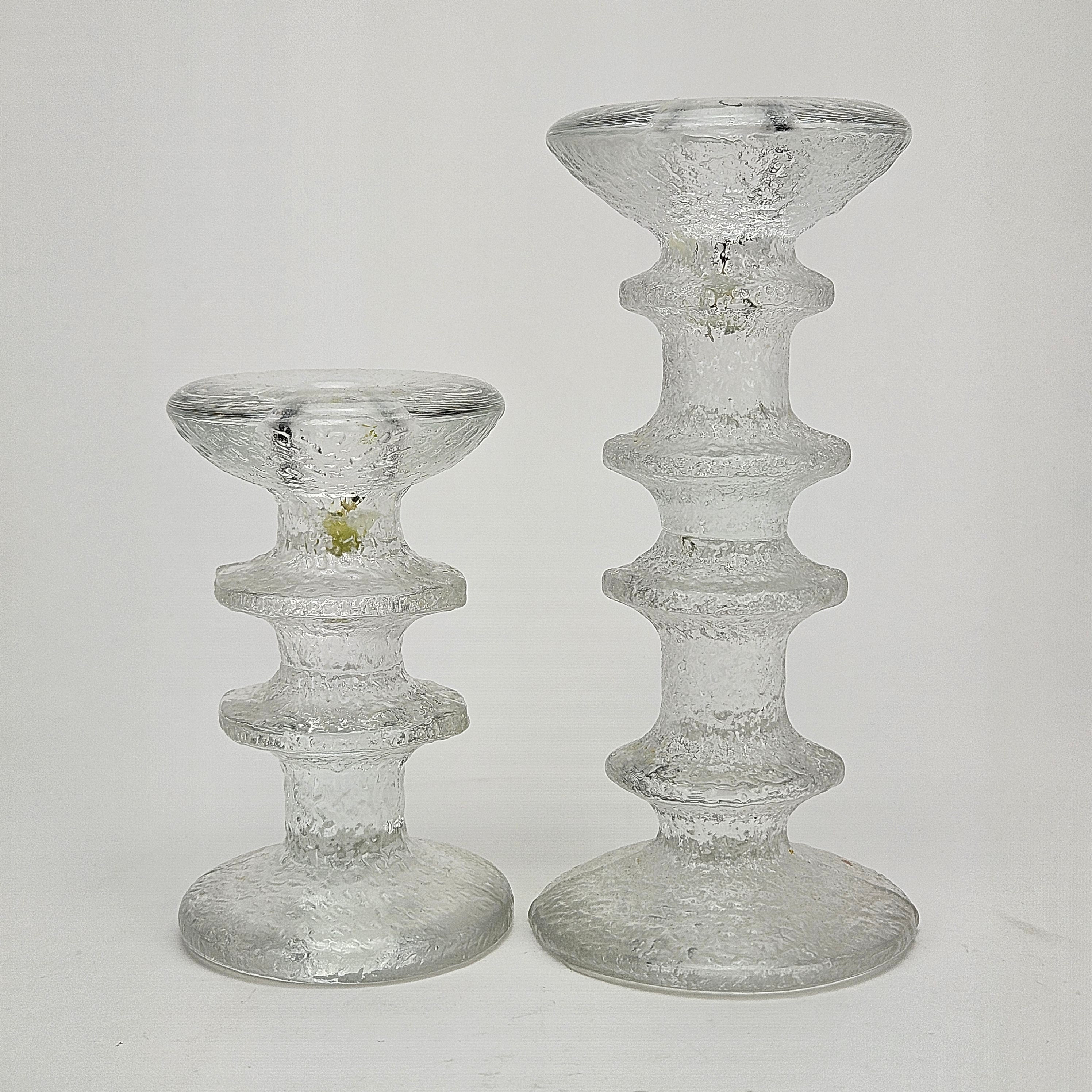 TAPIO WIRKKALA. Ljusstakar, 2 st, glas, "Festivo" Iittala.