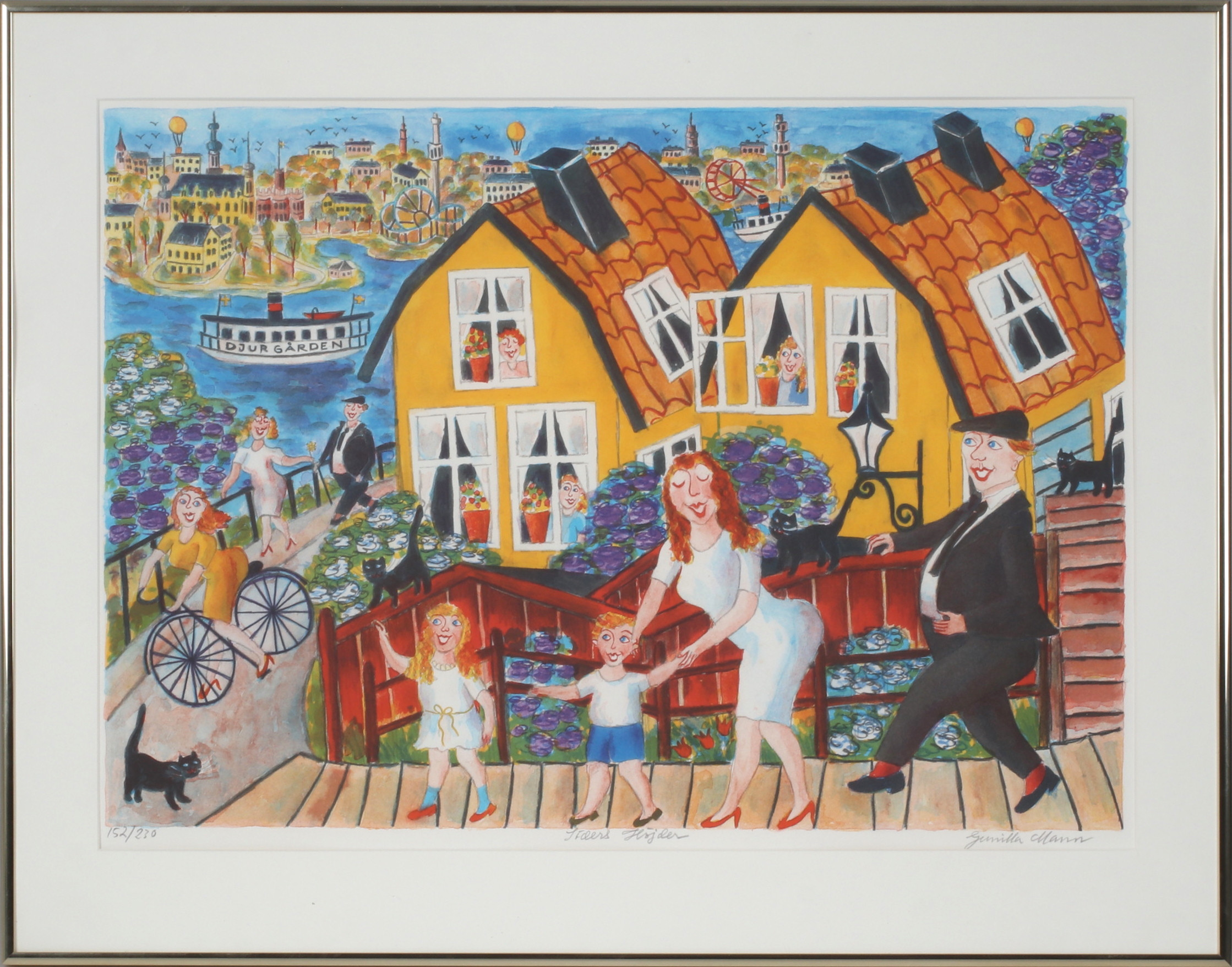 GUNILLA MANN. "Söders höjder", färglitografi, signerad och numrerad 152/230.