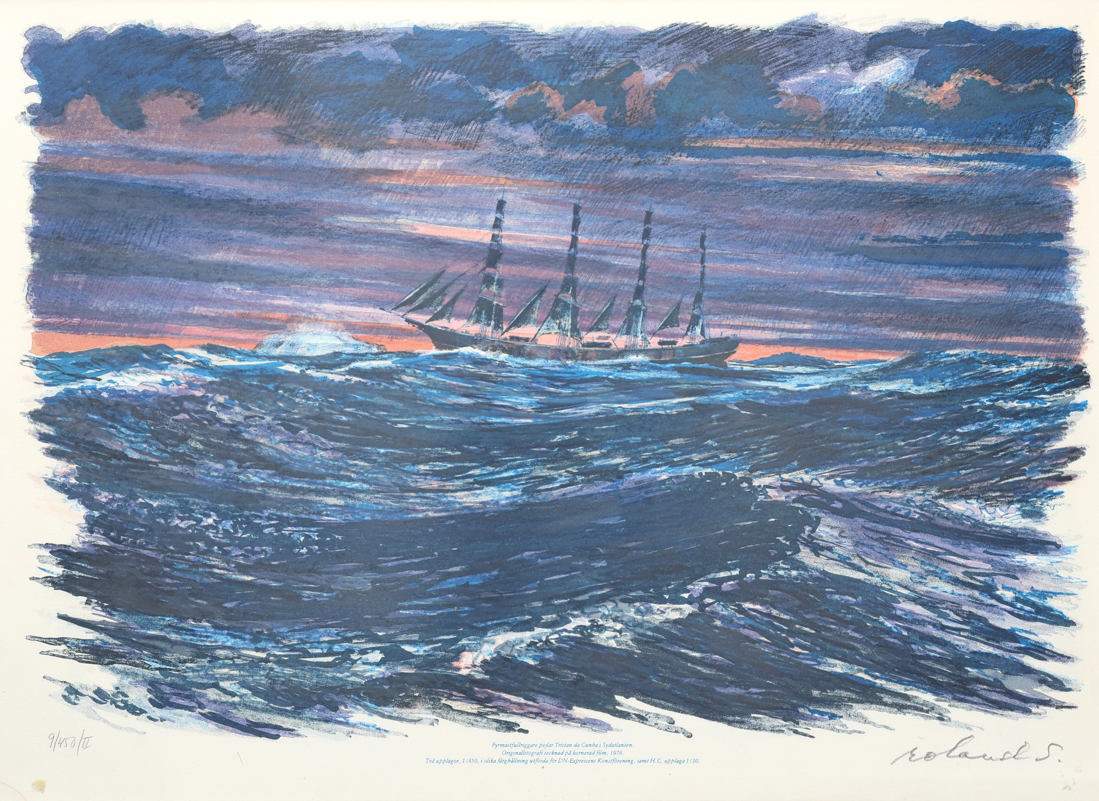 ROLAND SVENSSON. Färglitografi, signerad, numrerad 9/450/II.