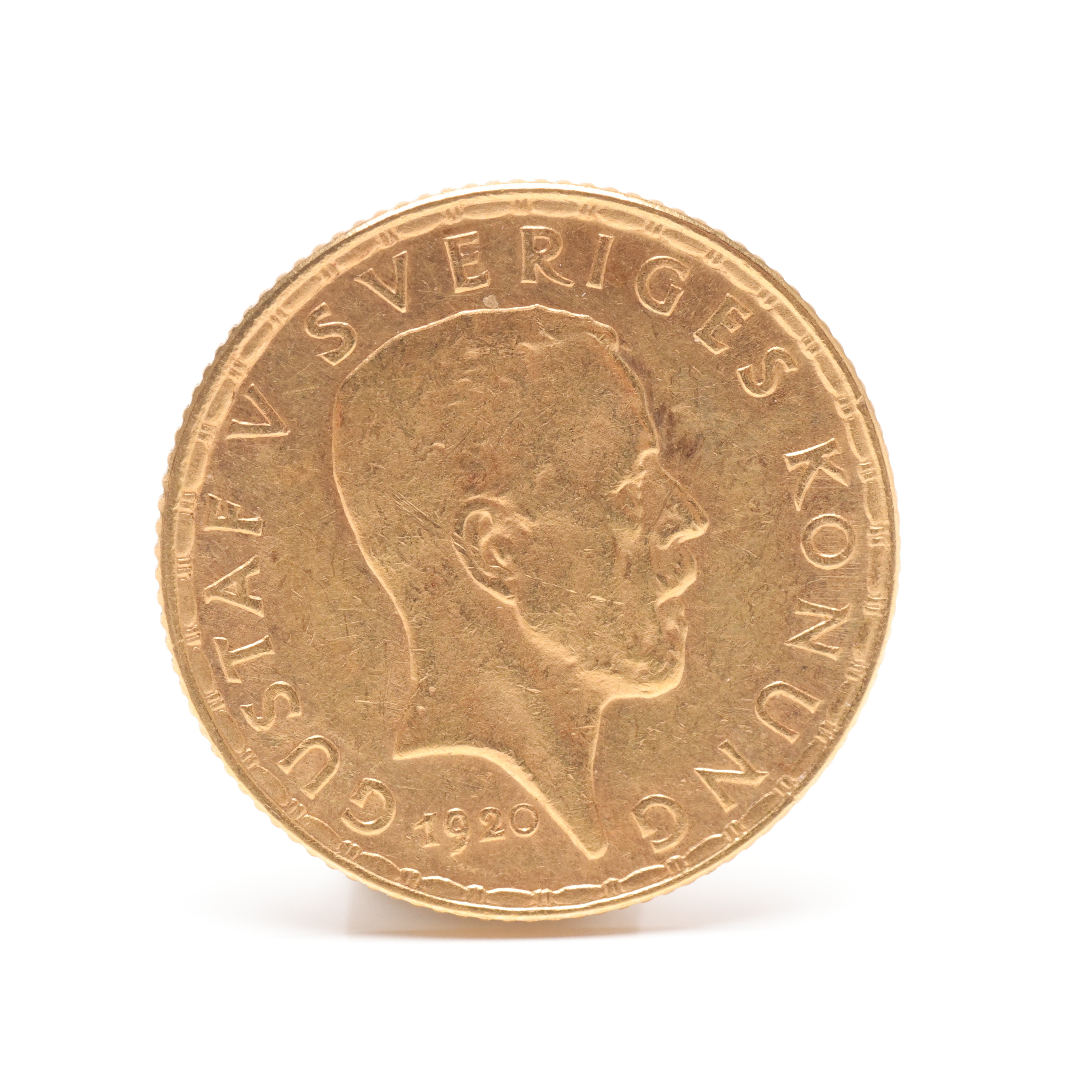 GUSTAV V (1858-1950). Guldmynt, 5 kronor 1920.