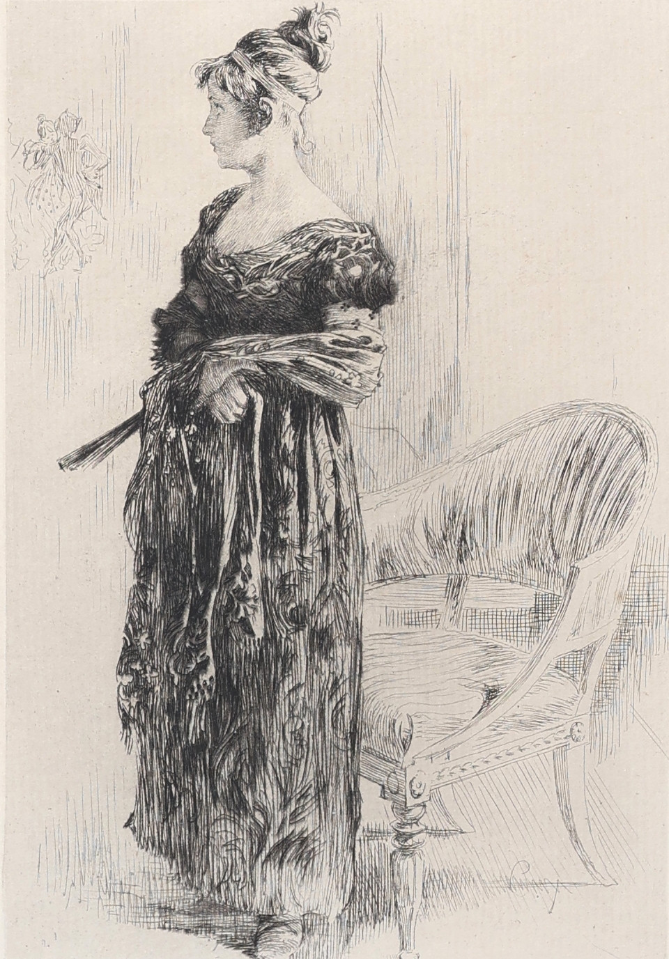 CARL LARSSON. TILLSKRIVEN. Etsning, "Empire", 1800-talets slut.