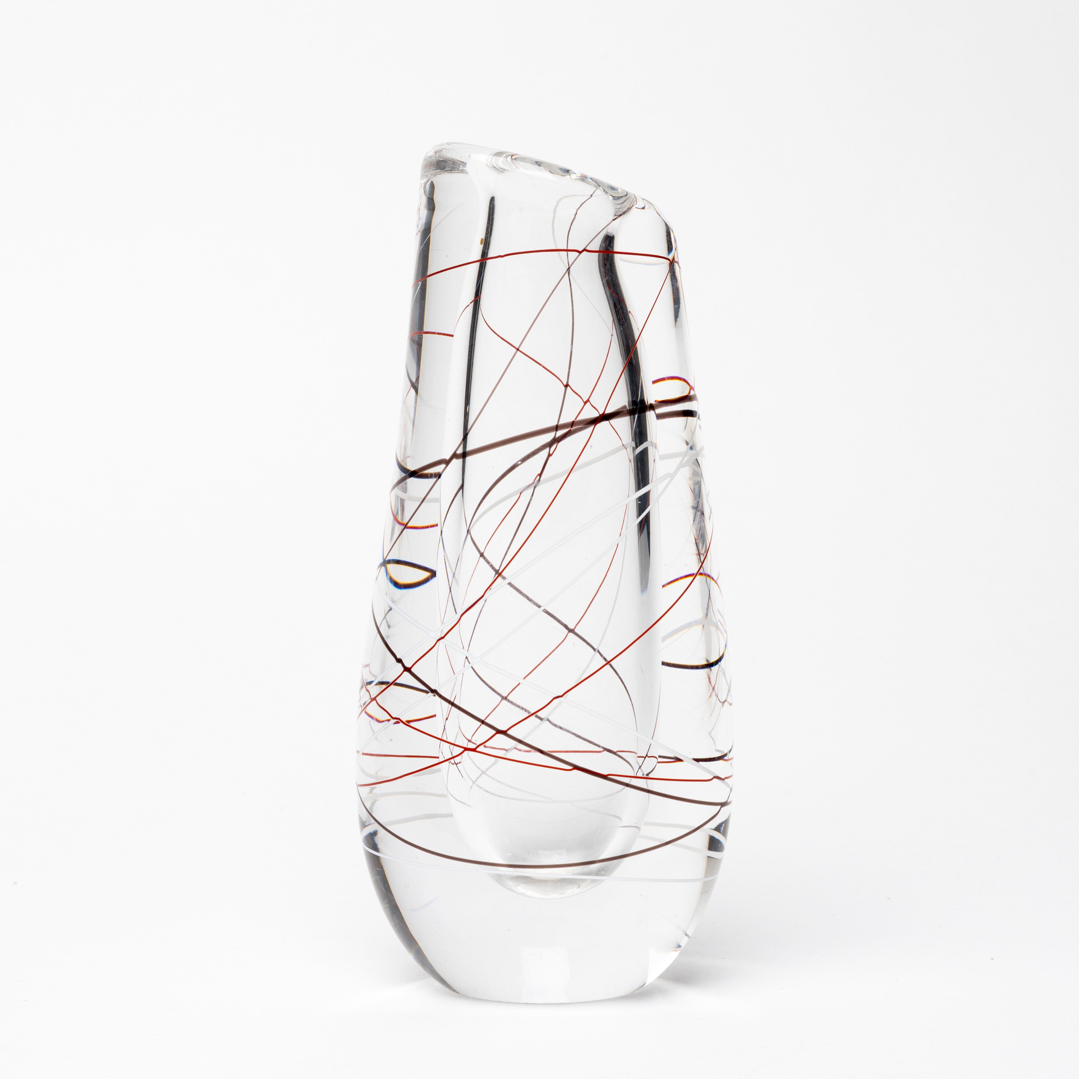 VICKE LINDSTRAND. Vas, glas, "Abstracta", signerad, Kosta, 1950-tal.