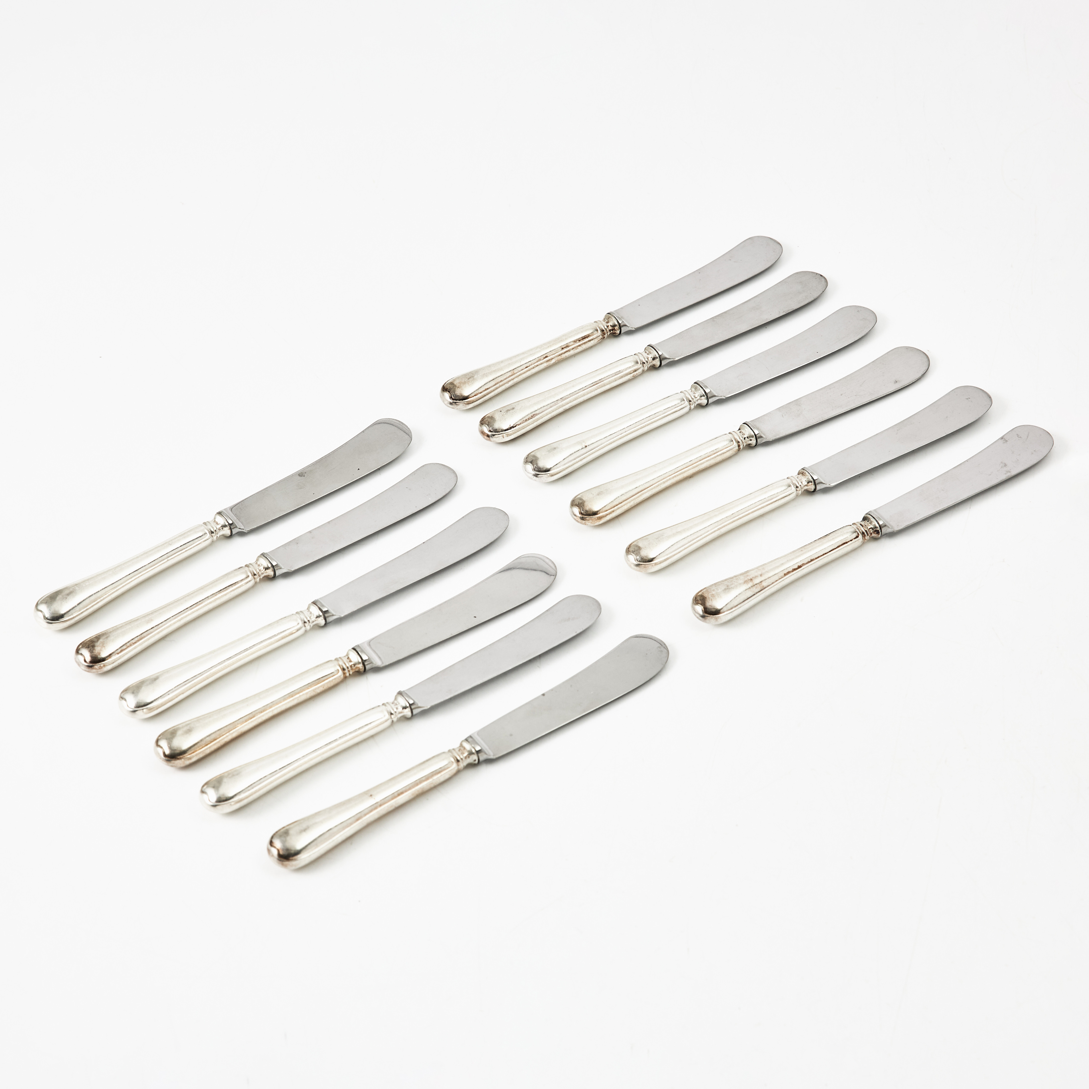 SMÖRKNIVAR, 12 st, silver, 1930-tal, C.G Hallberg, Stockholm.