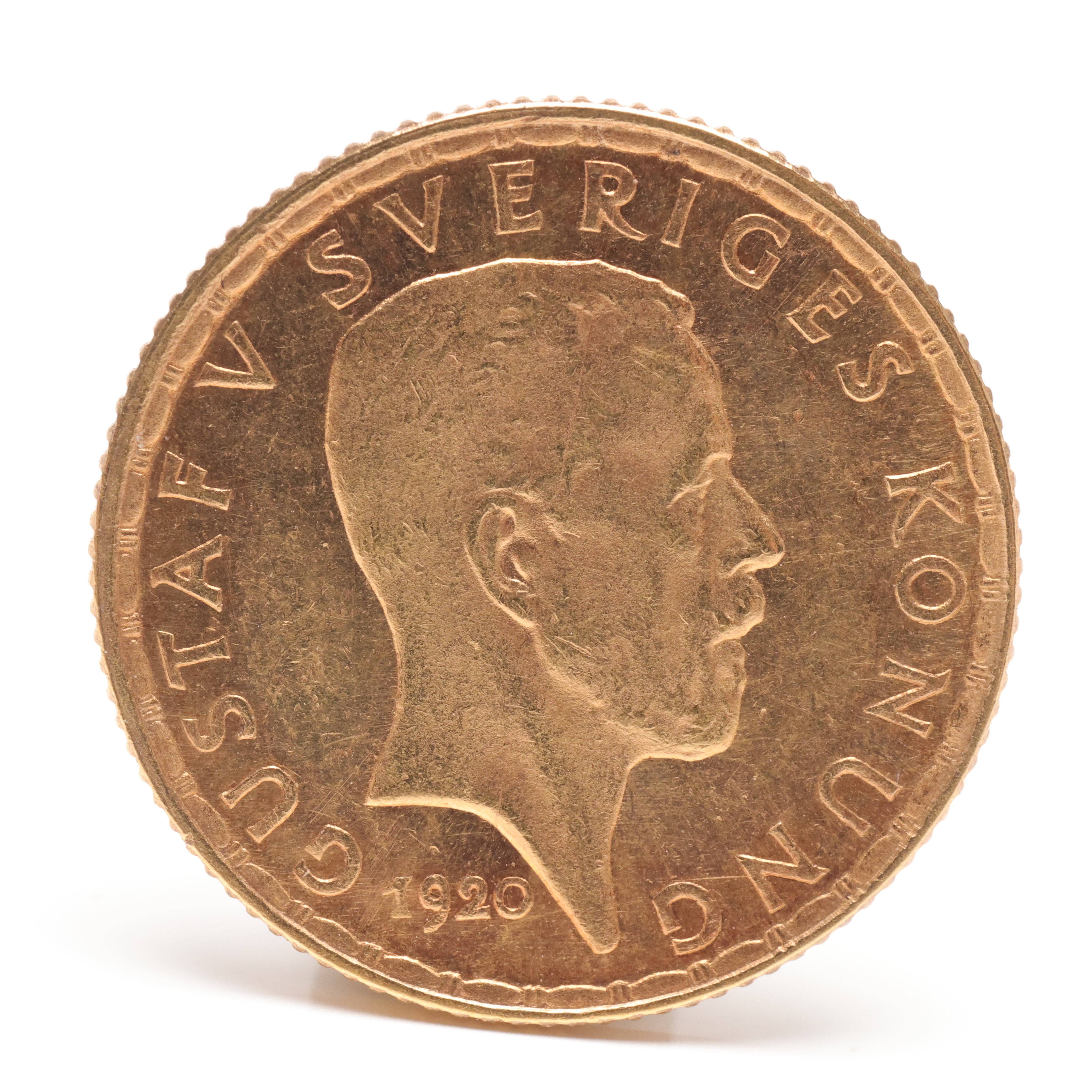 GUSTAV V (1858-1950). Guldmynt, 5 kronor 1920.