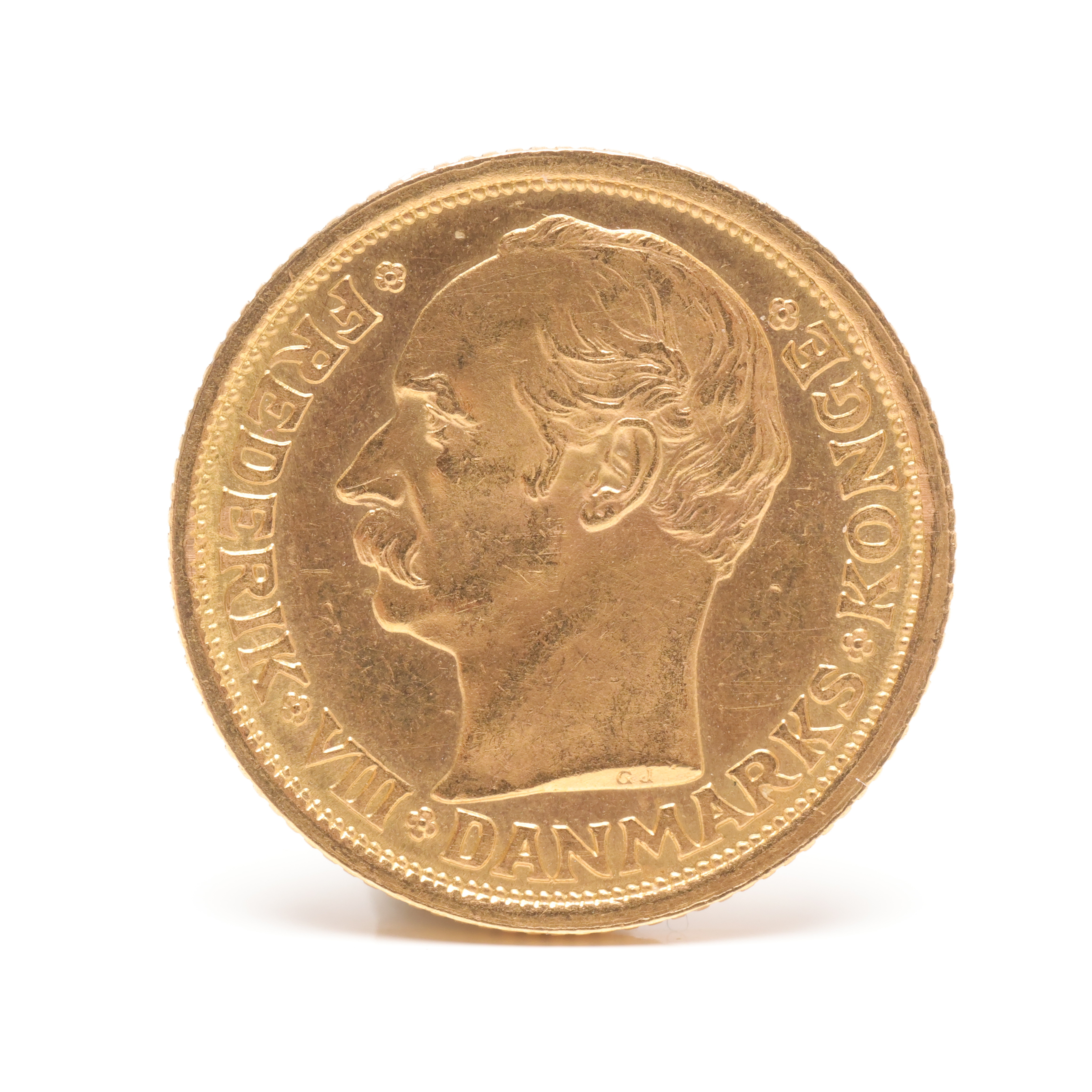 GULDMYNT, Frederik VII, 10 Kroner 1909.