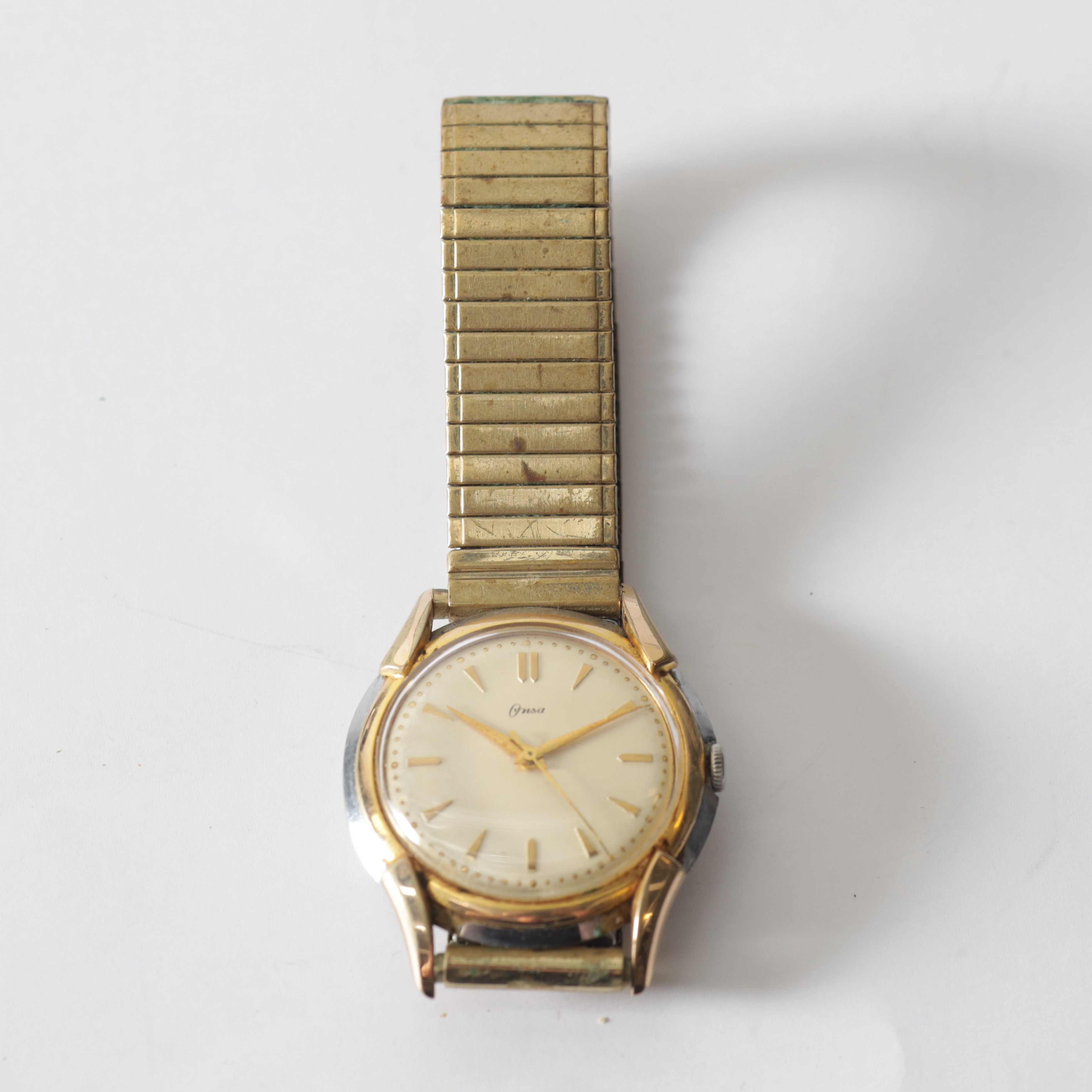 ARMBANDSUR, Onsa, guld på stål, manuell, 1950/60-tal.