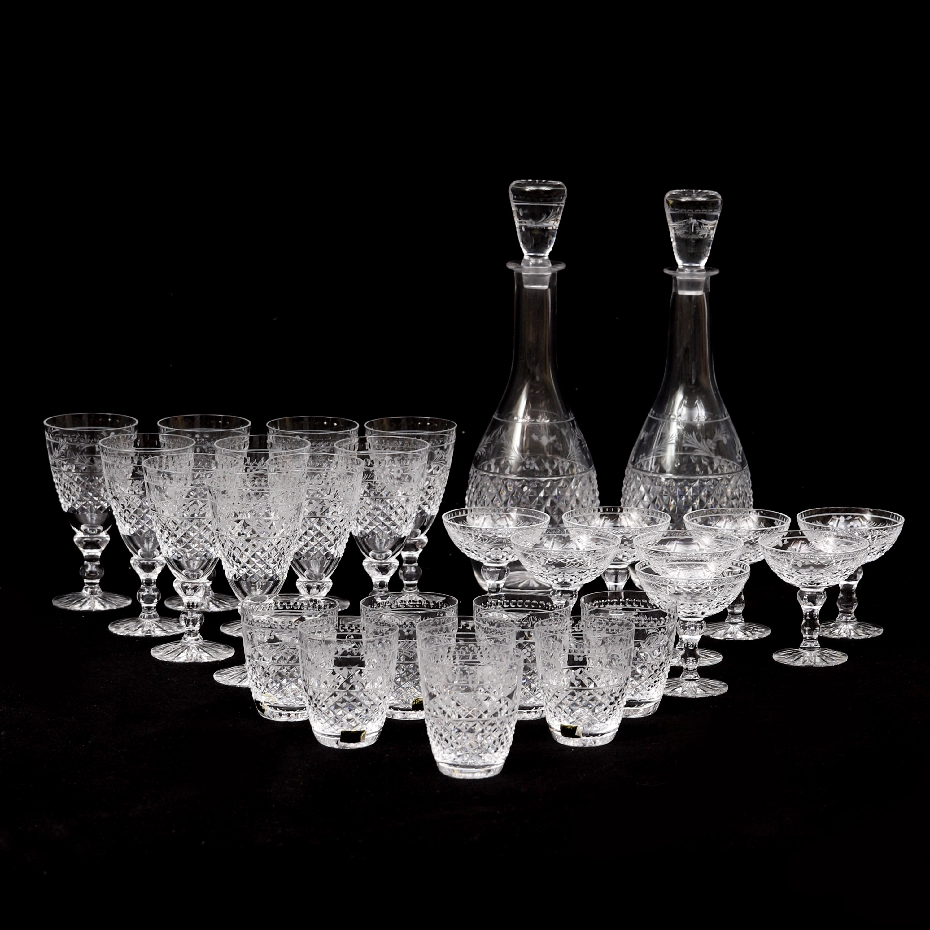 FRITZ KALLENBERG. Glasservis, 28 delar, "Elvira Madigan", Kosta Boda.
