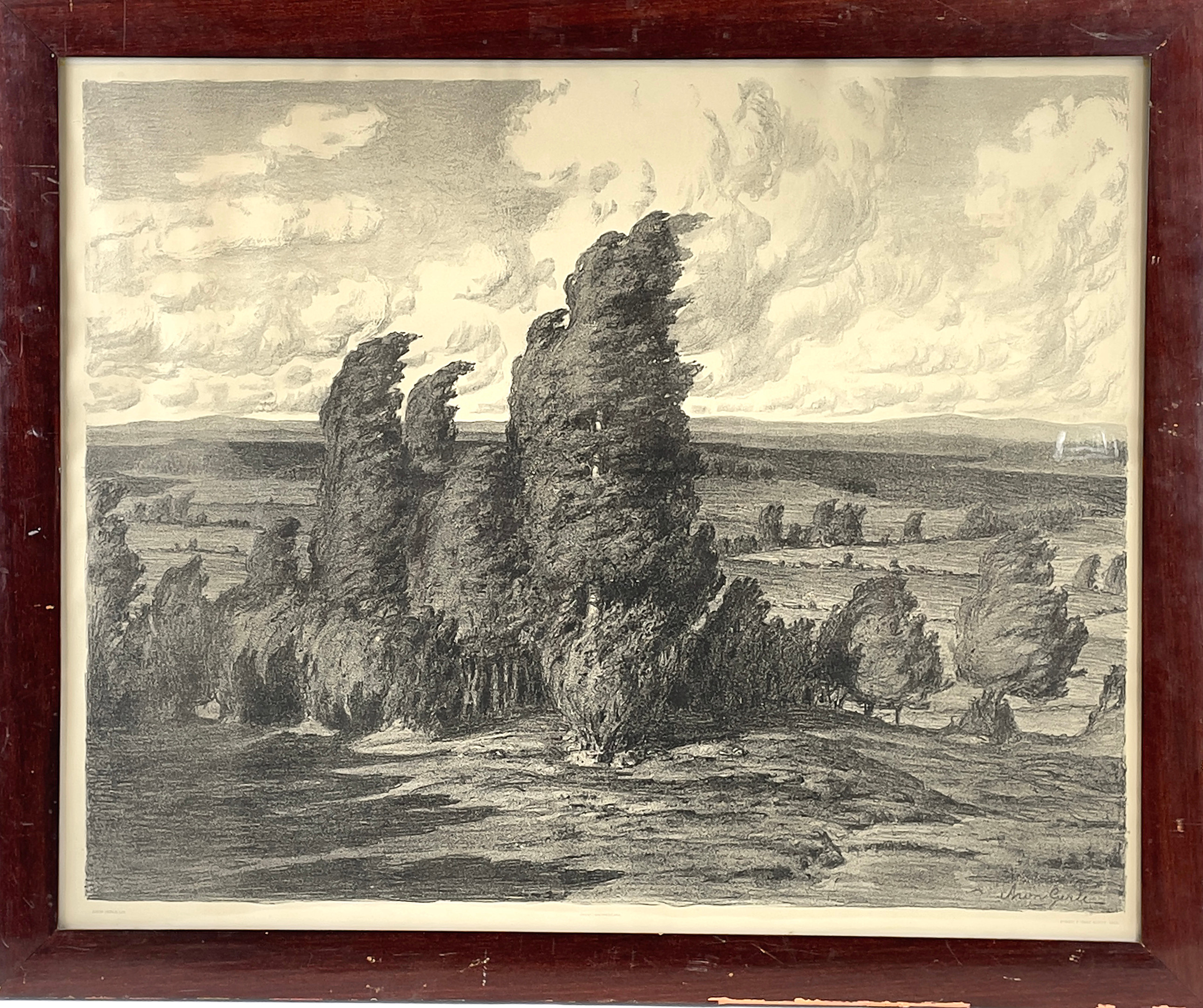 ARON  GERLE. Litografi, "Vid Siljan", signerad i trycket, Föreningen för grafiskt konst, 1902.