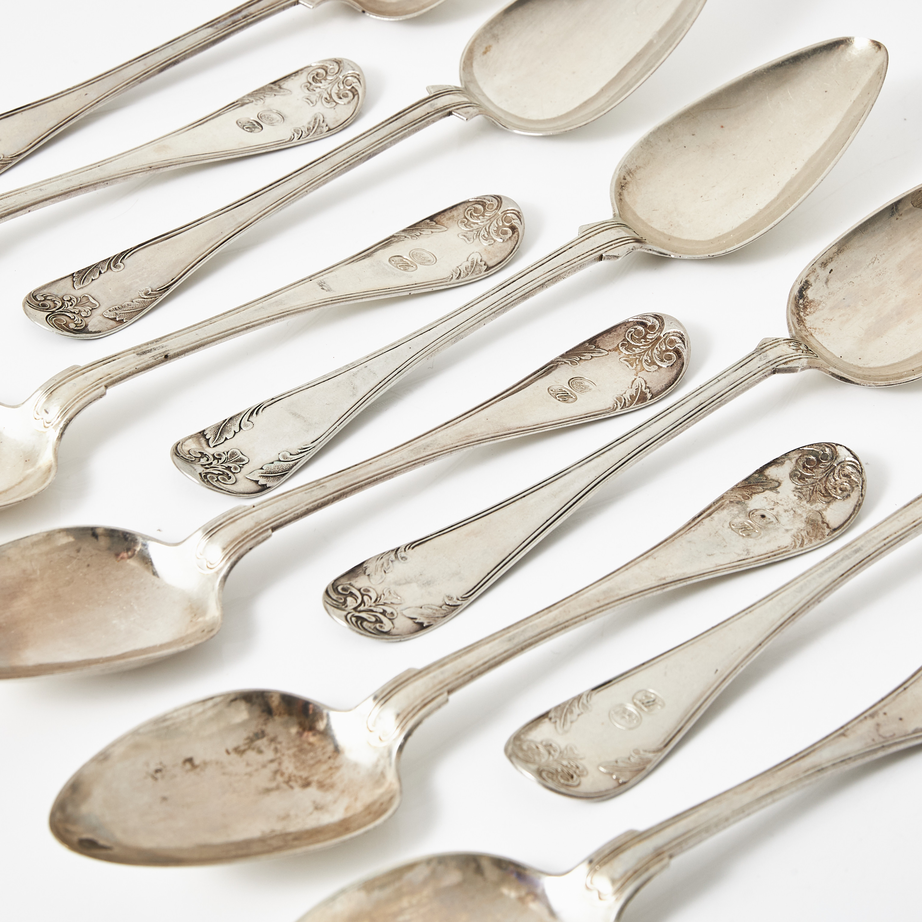 MATSKEDAR, 10 st, silver, 1800-tal, gammal fransk.