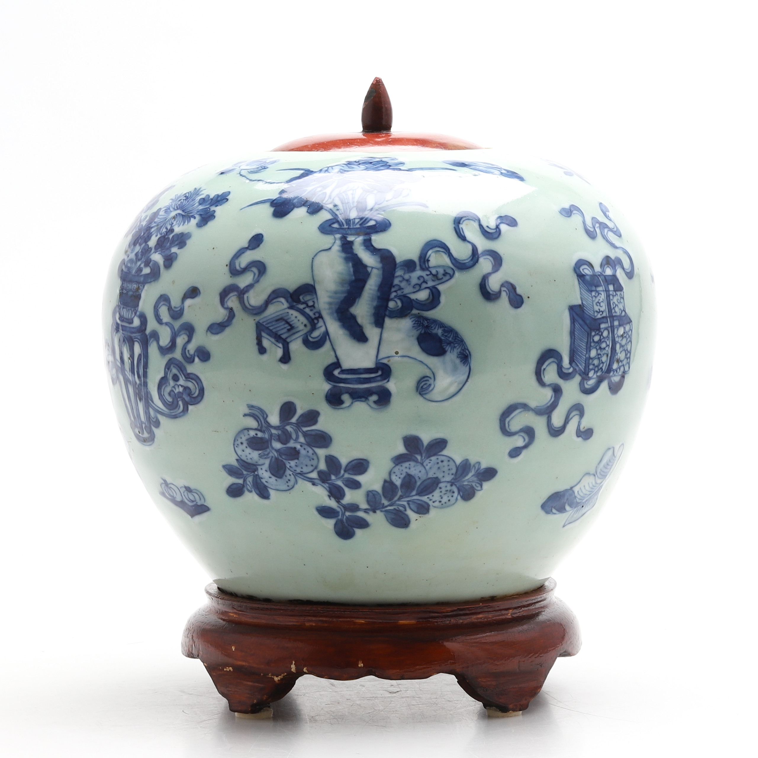 URNA med LOCK, trädgårdsmotiv, Kina, sen Qing (1644–1912).