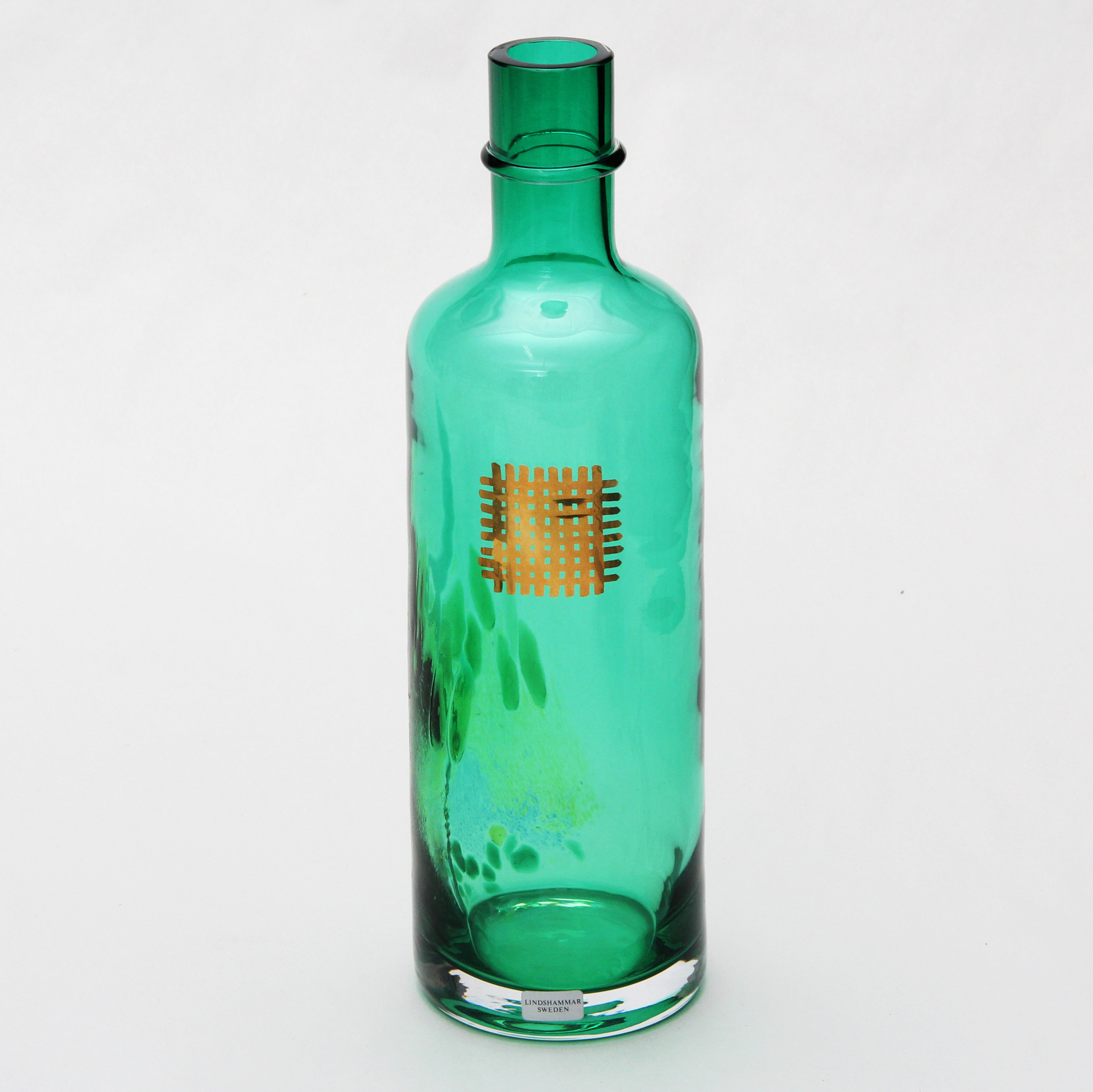 FLASKA, glas, J. Torstensson, Lindshammar, signerad, 2000.