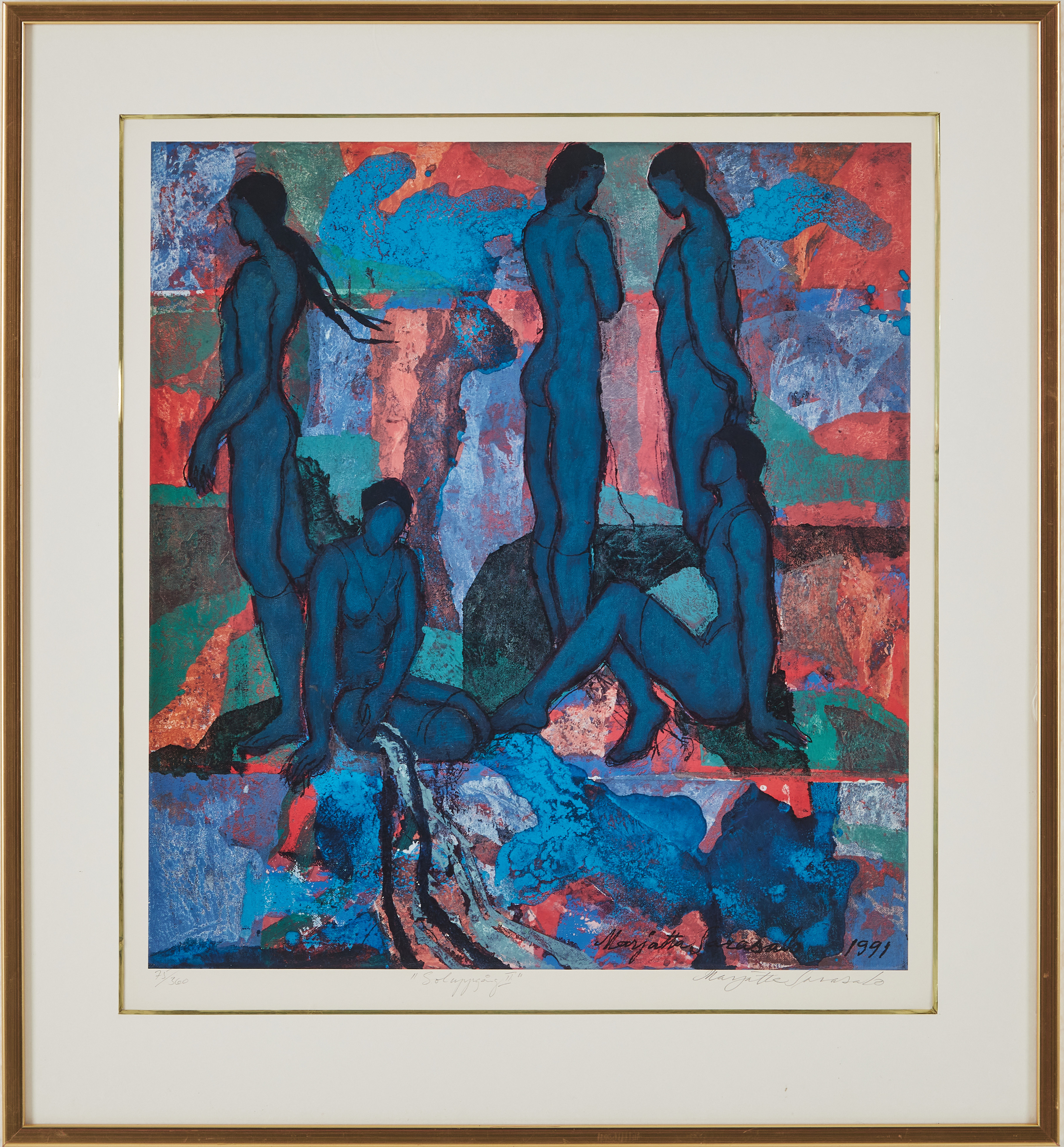 MARJATTA SARASALO (1930-2016). "Soluppgång II", färgoffset.