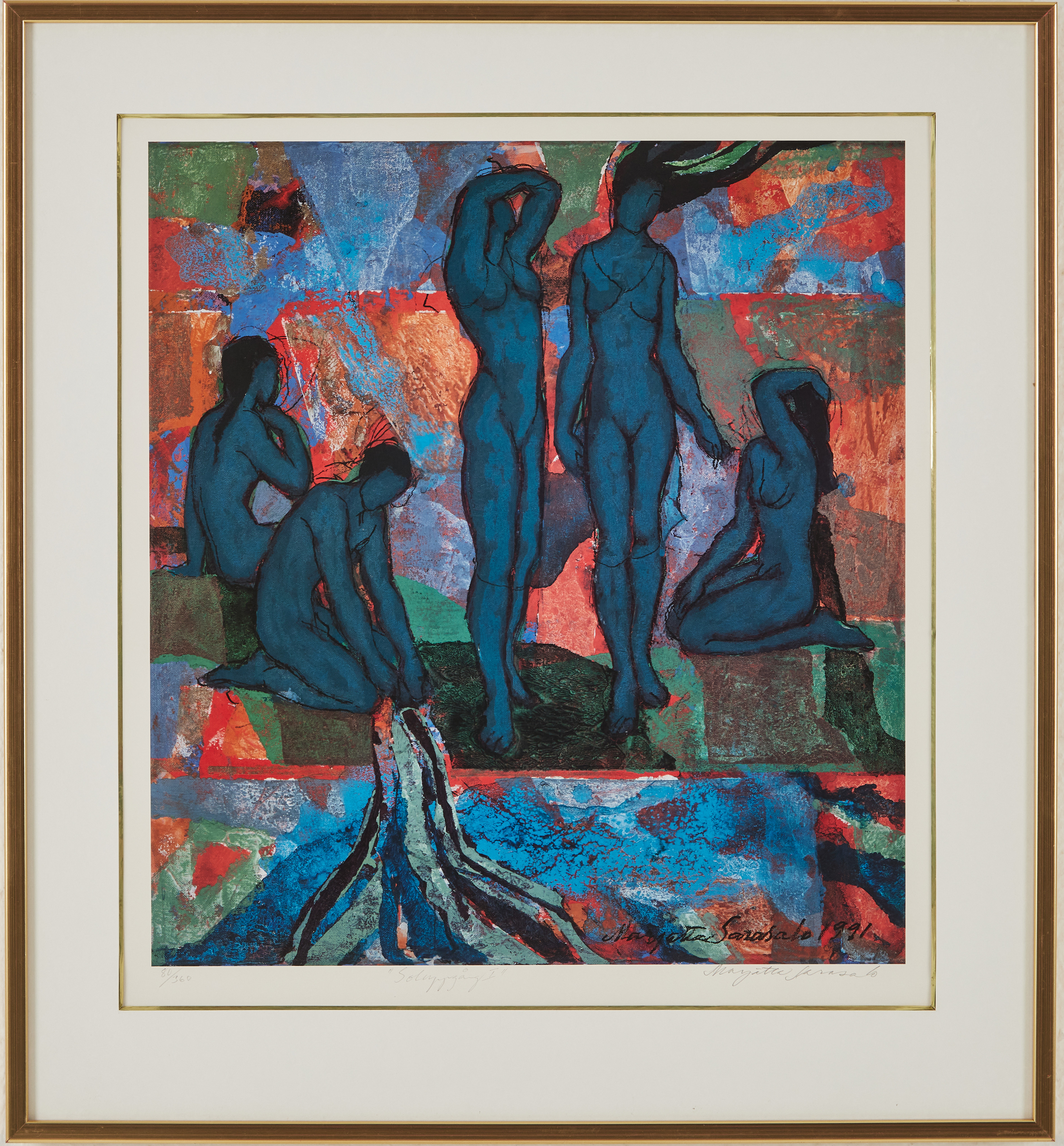 MARJATTA SARASALO (1930-2016). "Soluppgång I", färgoffset.