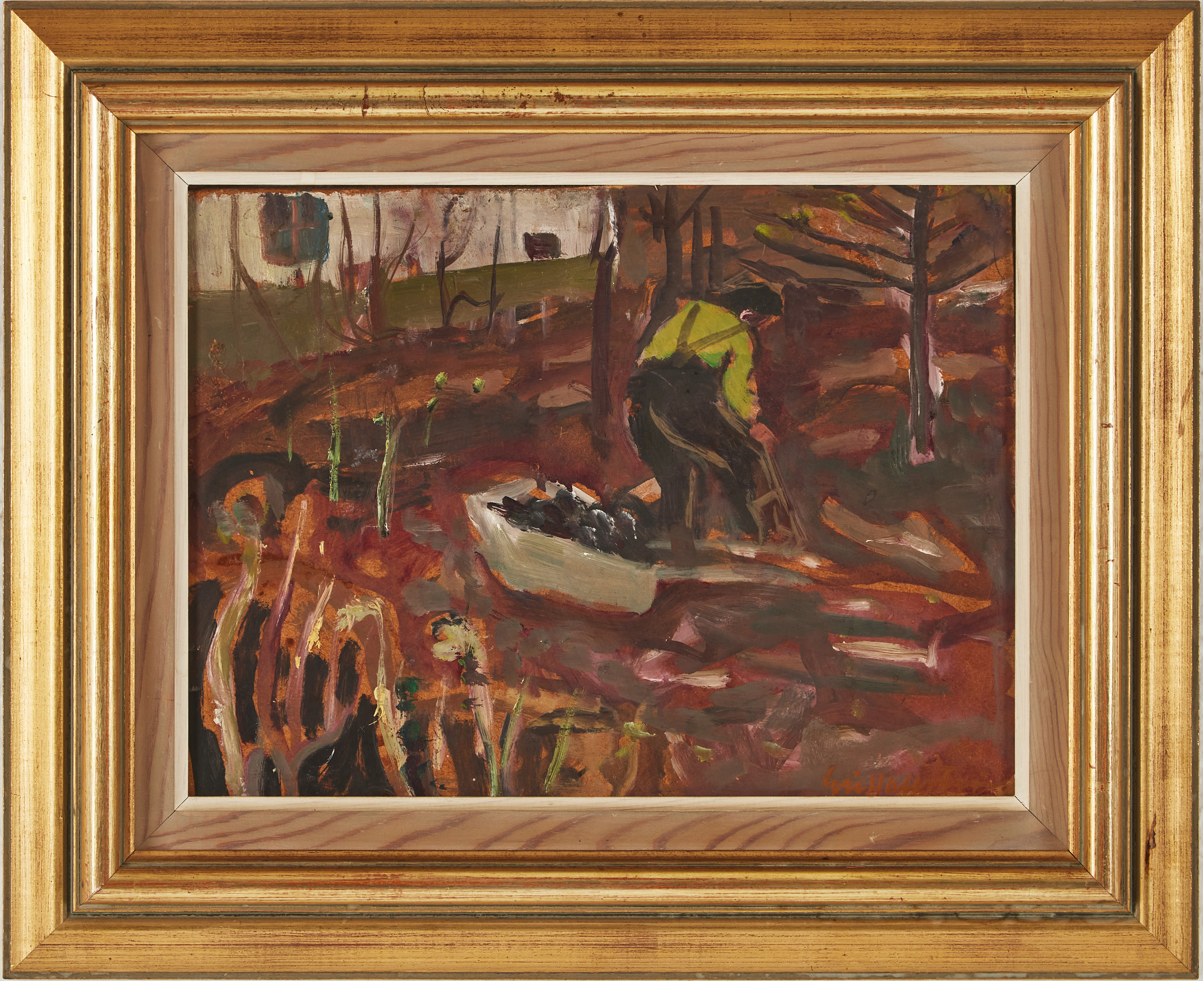 ERIC HALLSTRÖM (1893-1946). "Vår i trädgården", olja på pannå.