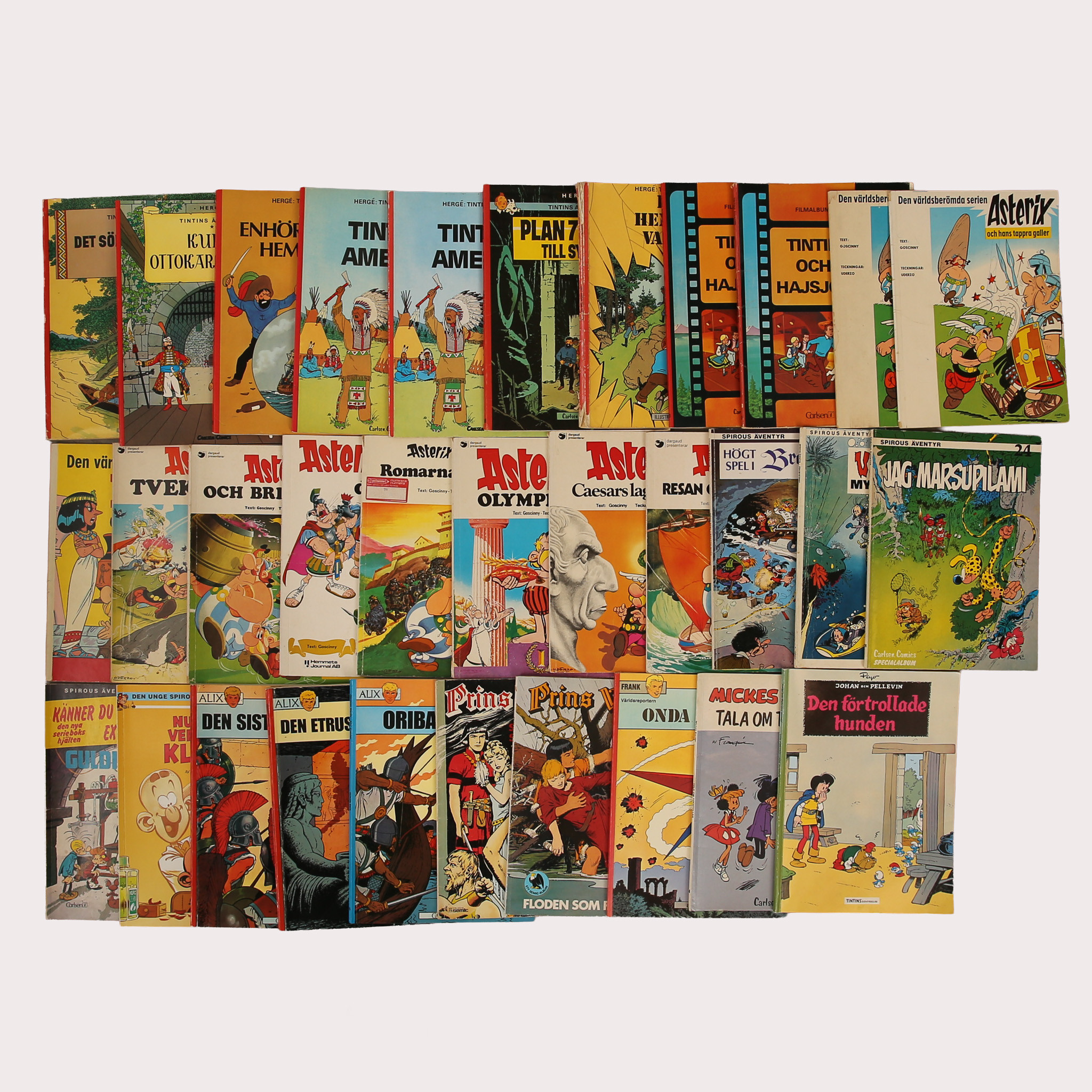SERIE MAGASIN/ALBUM, Tintin, Asterix, Spirou mm, totalt 32 stycken, 1970/80-talet.