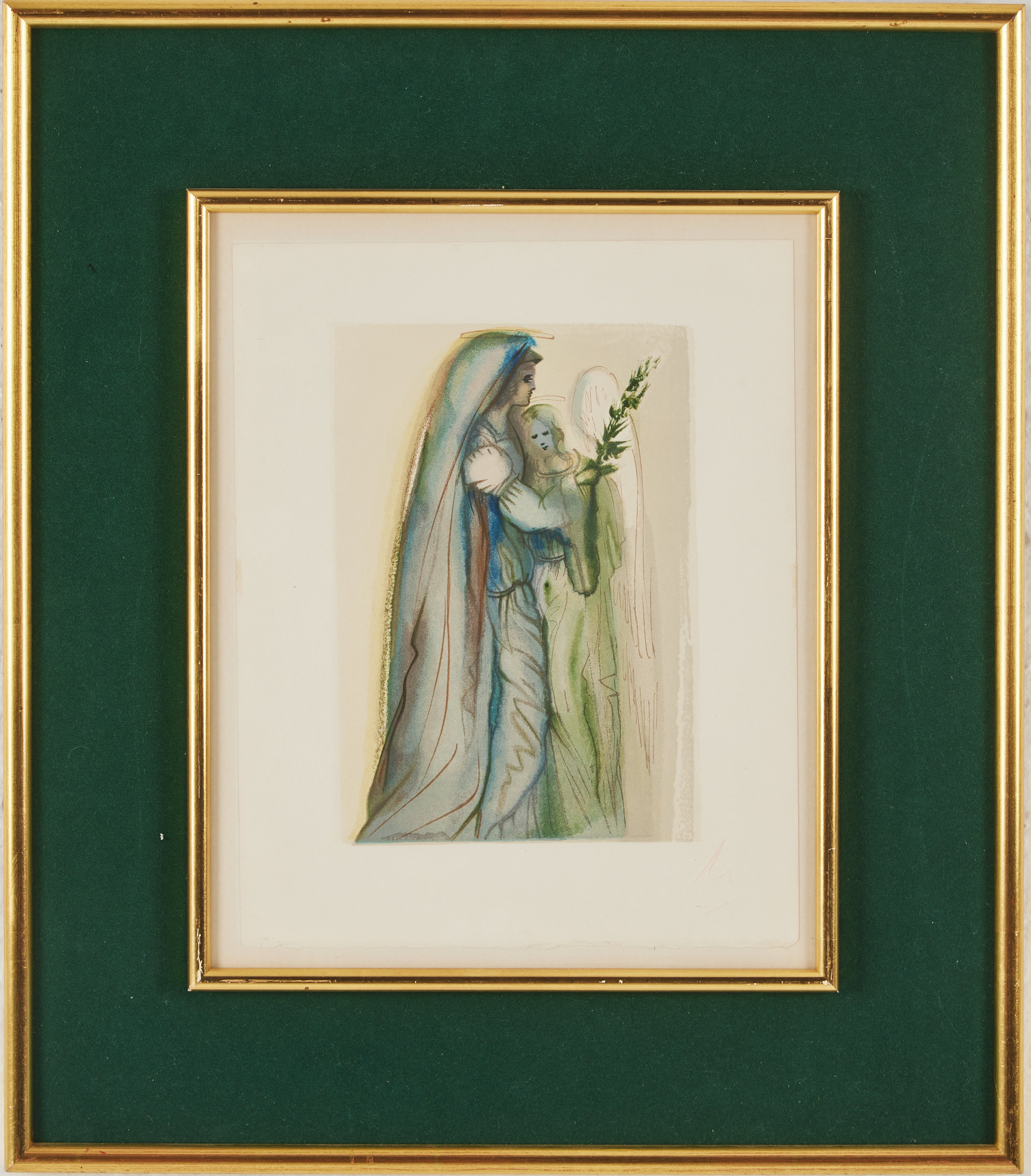 SALVADOR DALÍ (1904-1989). "Förberedelse till slutbön", ur La Divina Commedia, färgträsnitt.