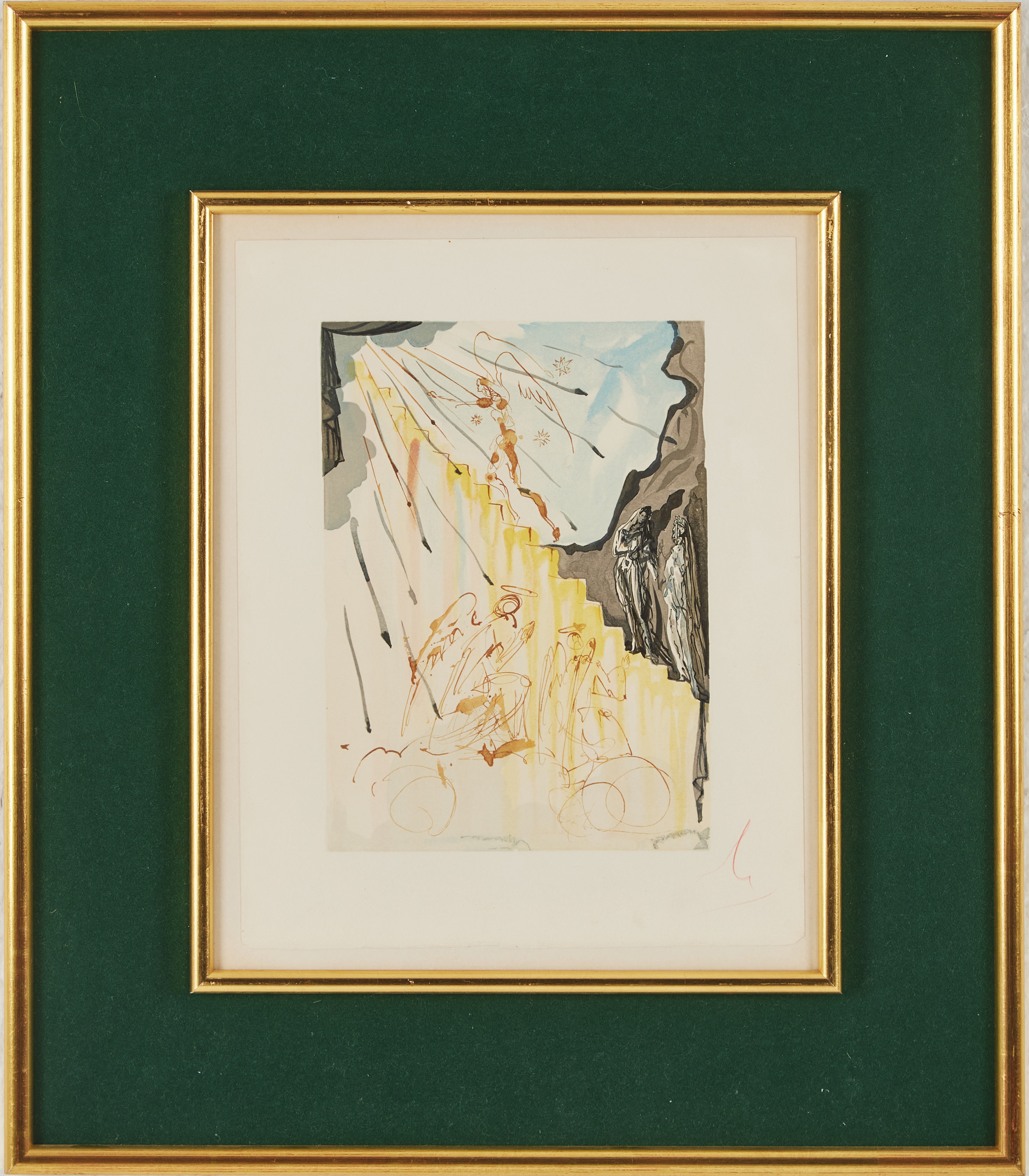 SALVADOR DALÍ (1904-1989). "Den mystiska trappan", ur La Divina Commedia, färgträsnitt.