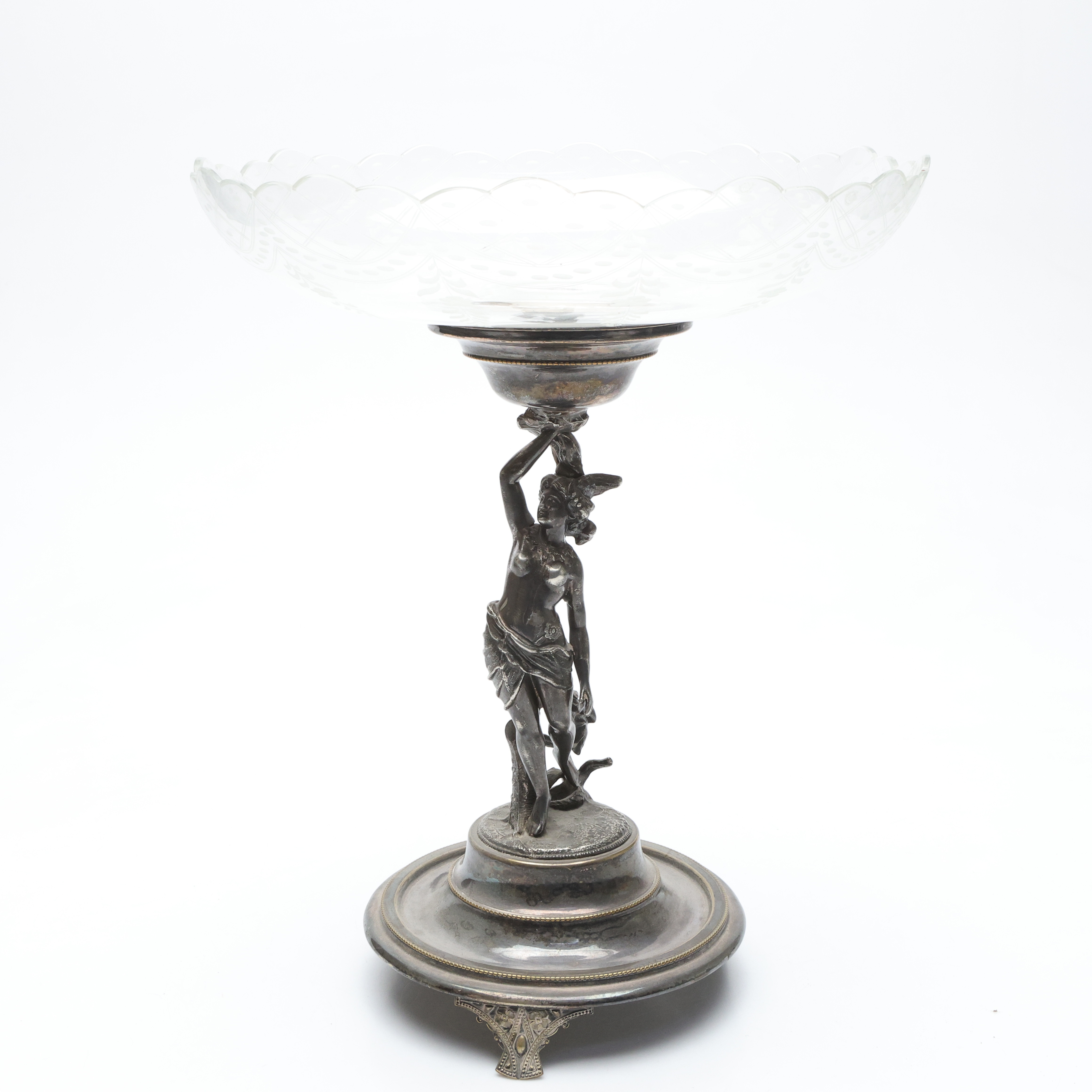 BORDSUPPSATS, nysilver och glas, sekelskiftet 18/1900-tal.