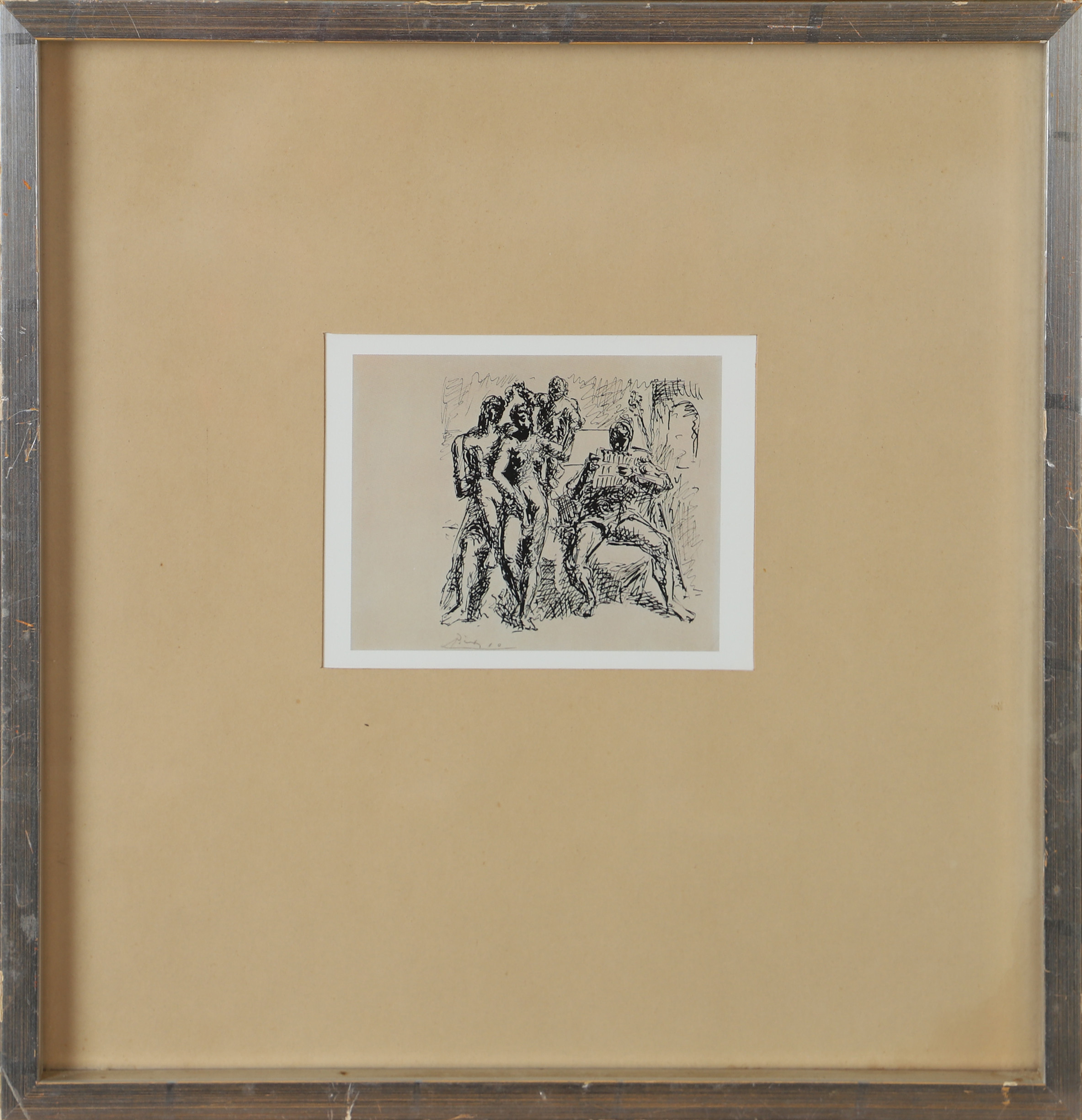 PABLO PICASSO. EFTER. Couple avec Amour et joueur de flûte de Pan, 1923. Tryck, signerad i trycket.