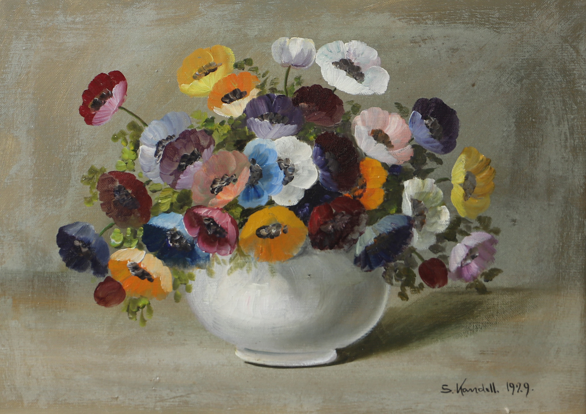 STURE KANDELL. Blomsterstilleben, olja på duk, signerad S. Kandell.