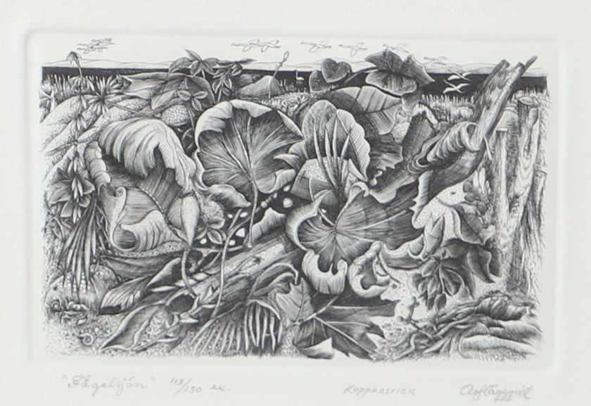 OLOF HÄGGQVIST. "Fågelsjön", kopparstick, signerad.