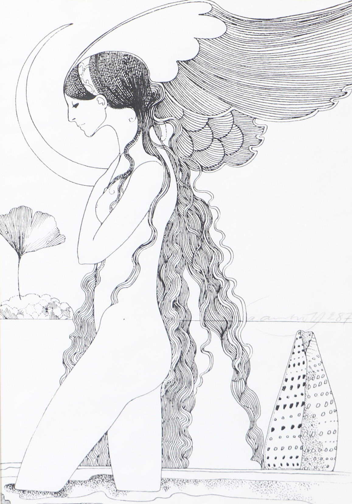 ÅKE ARENHILL. Kvinnokomposition, litografi, signerad.