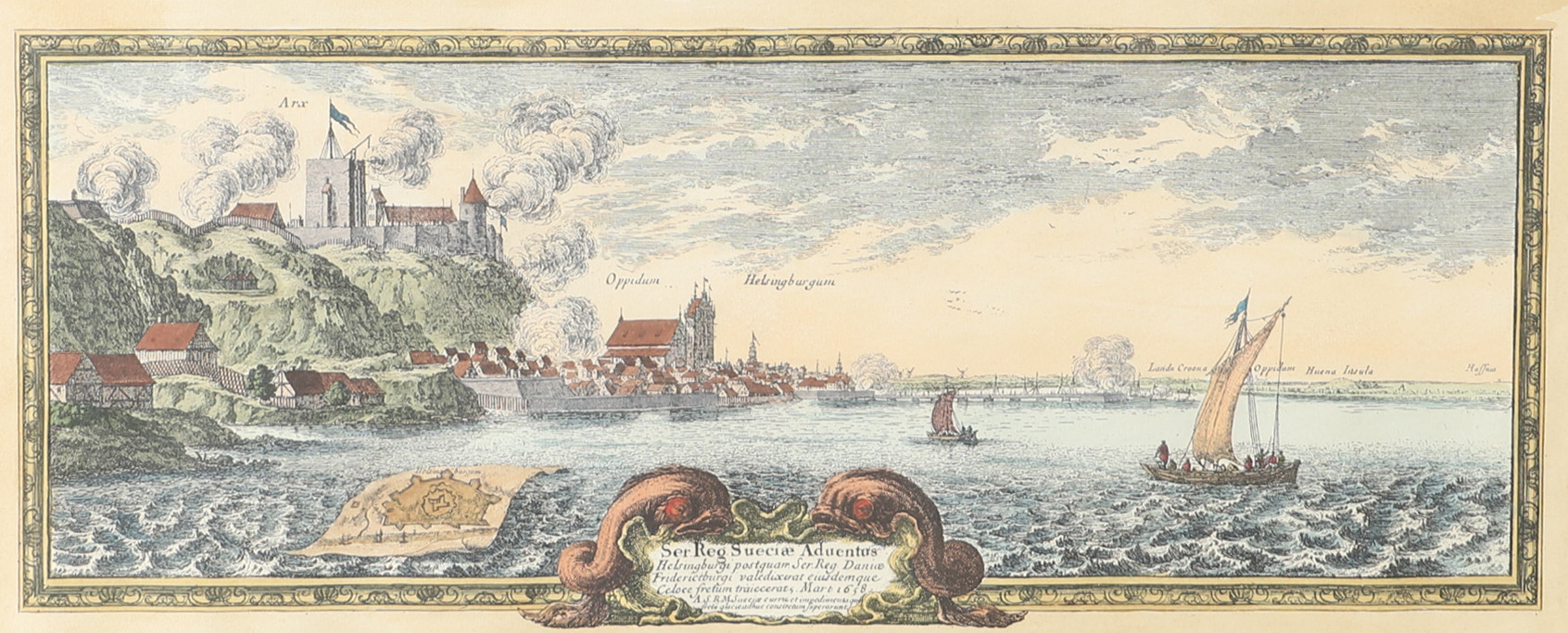 TAVLA, Helsingborg, äldre inramat tryck.