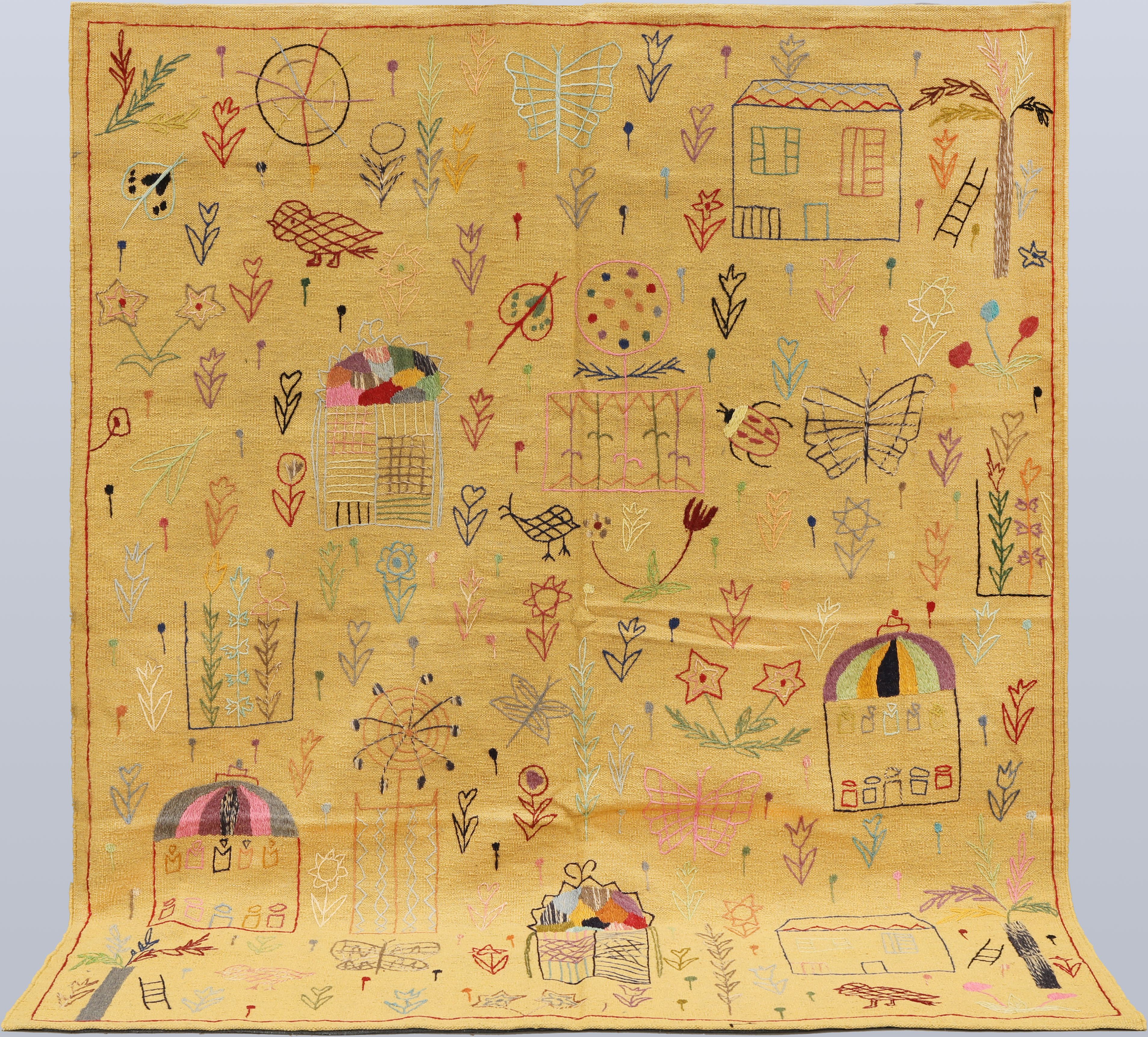 MATTA, Kelim, handbroderad dekor, cirka 222 x 189 cm.