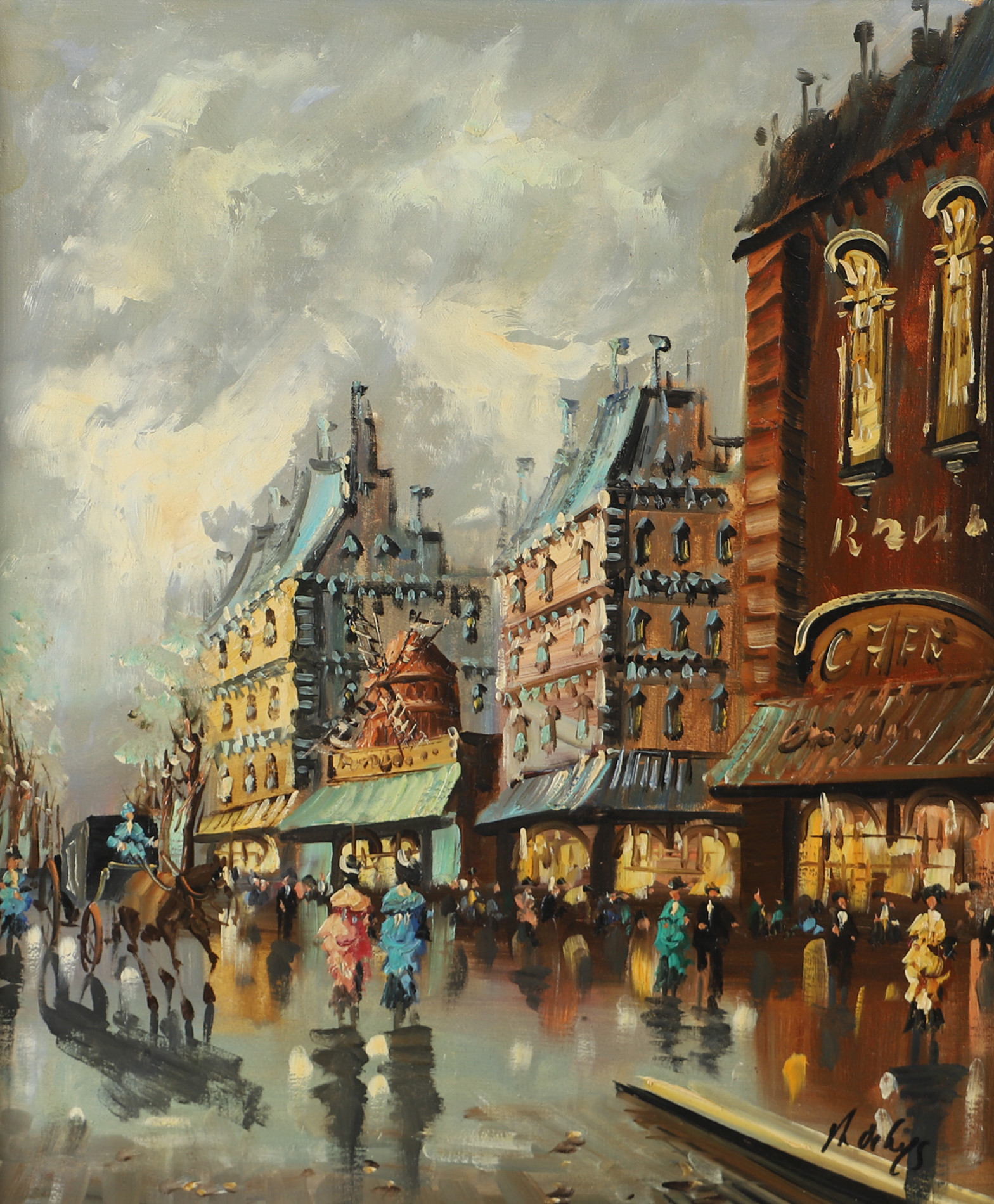 OIDENTIFIERAD KONSTNÄR. Parismotiv, olja på duk, otydligt signerad.