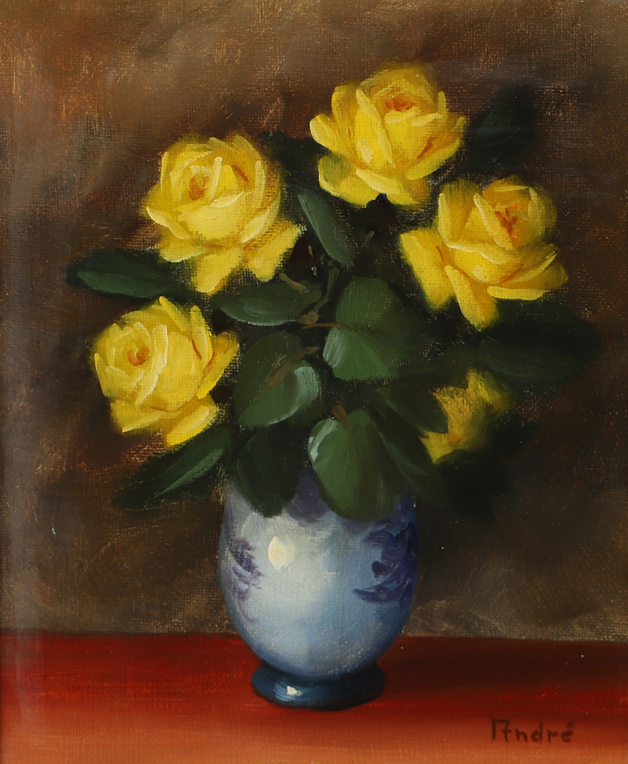 OIDENTIFIERAD KONSTNÄR. Blomsterstilleben, olja på duk, signerad André.