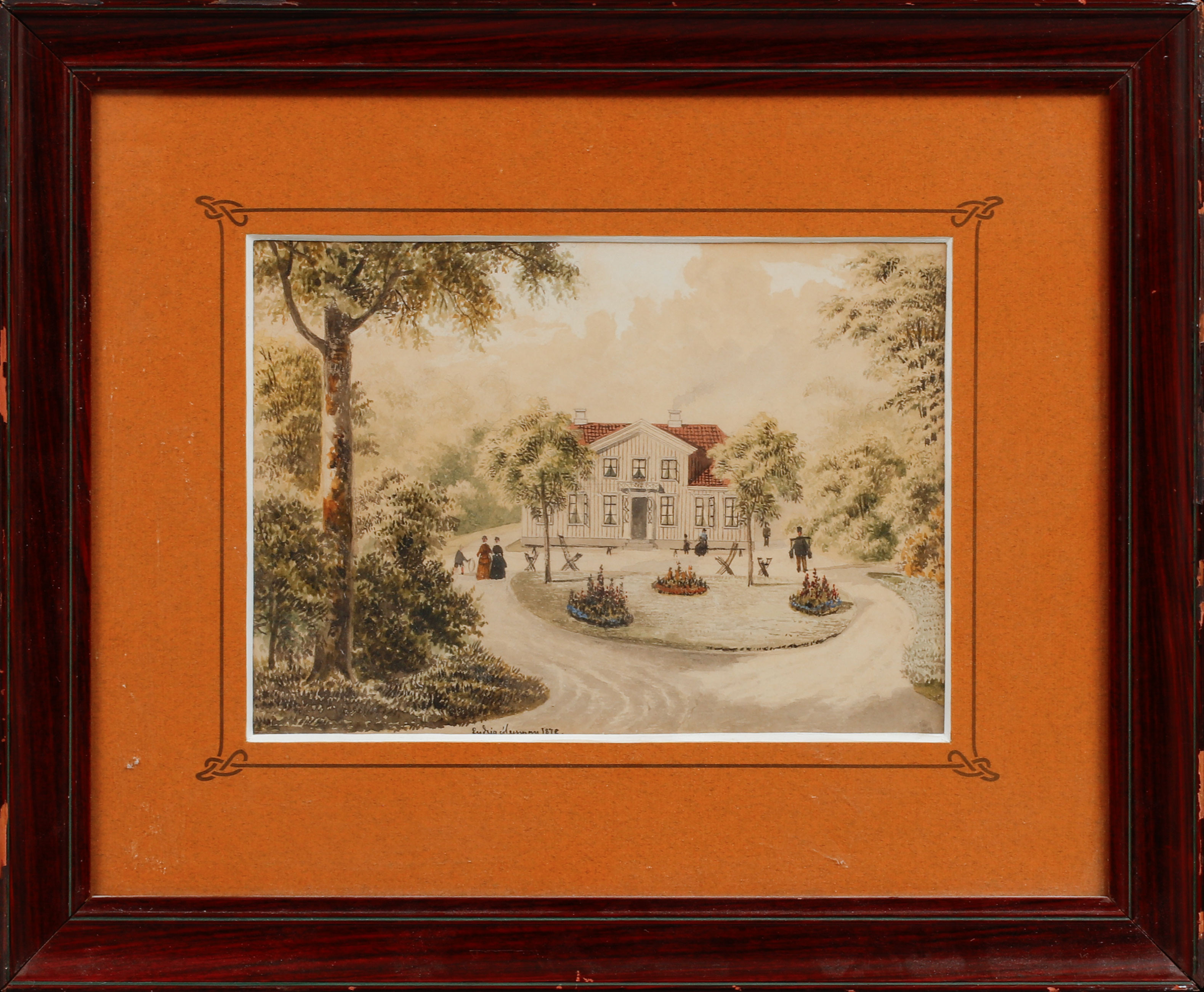 LUDVIG MESSMAN. Hus i Fredås, blandteknik, signerad och daterad 1878.