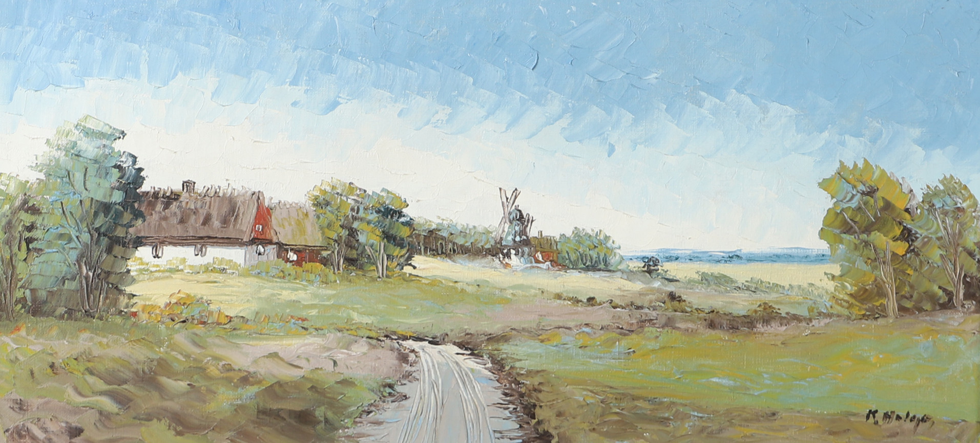 KARL HELGO. Skånskt landskap, olja på duk, signerad K. Helgo.