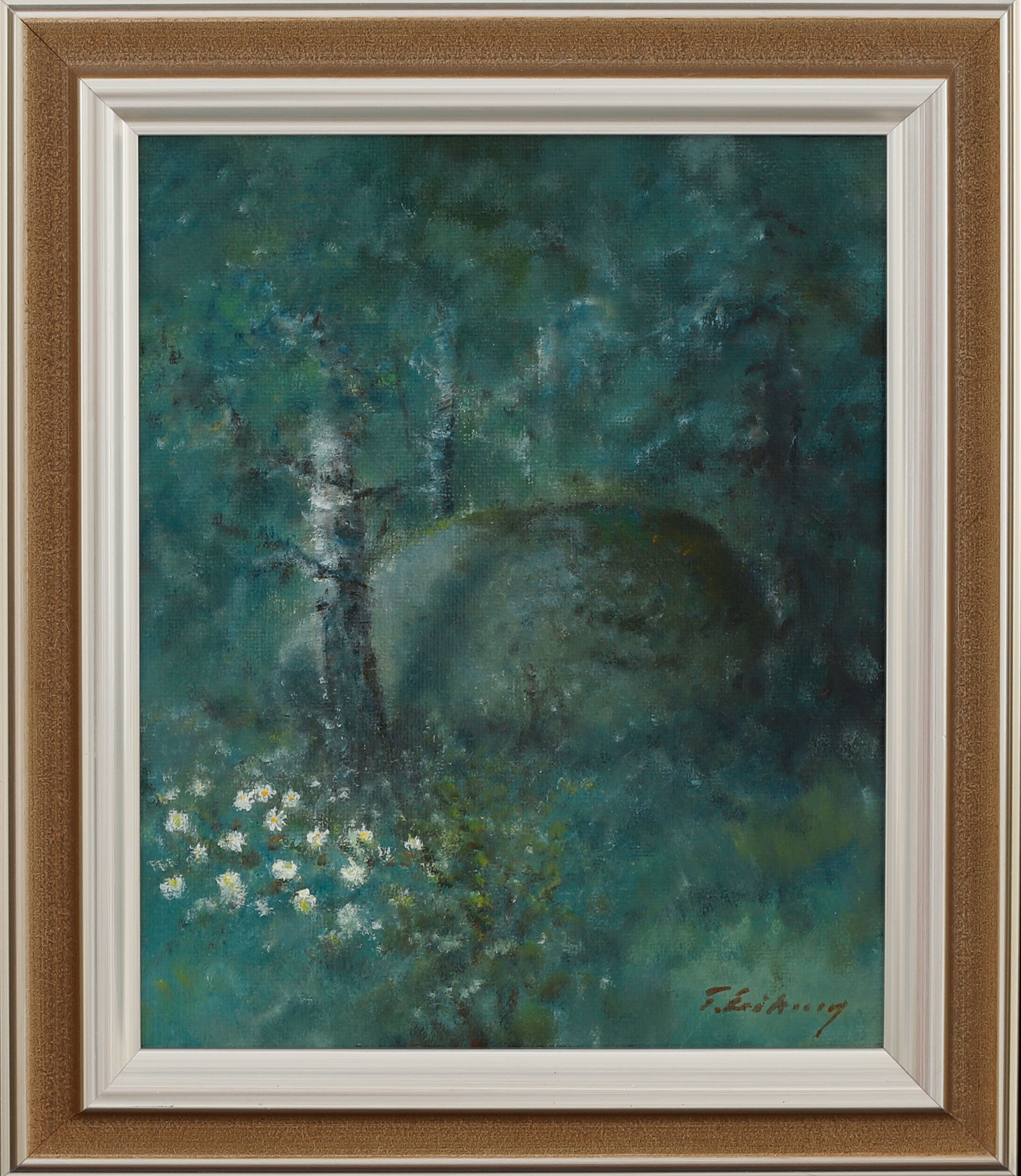 TAGE ERIKSSON. Skogsmotiv, olja på duk, signerad.