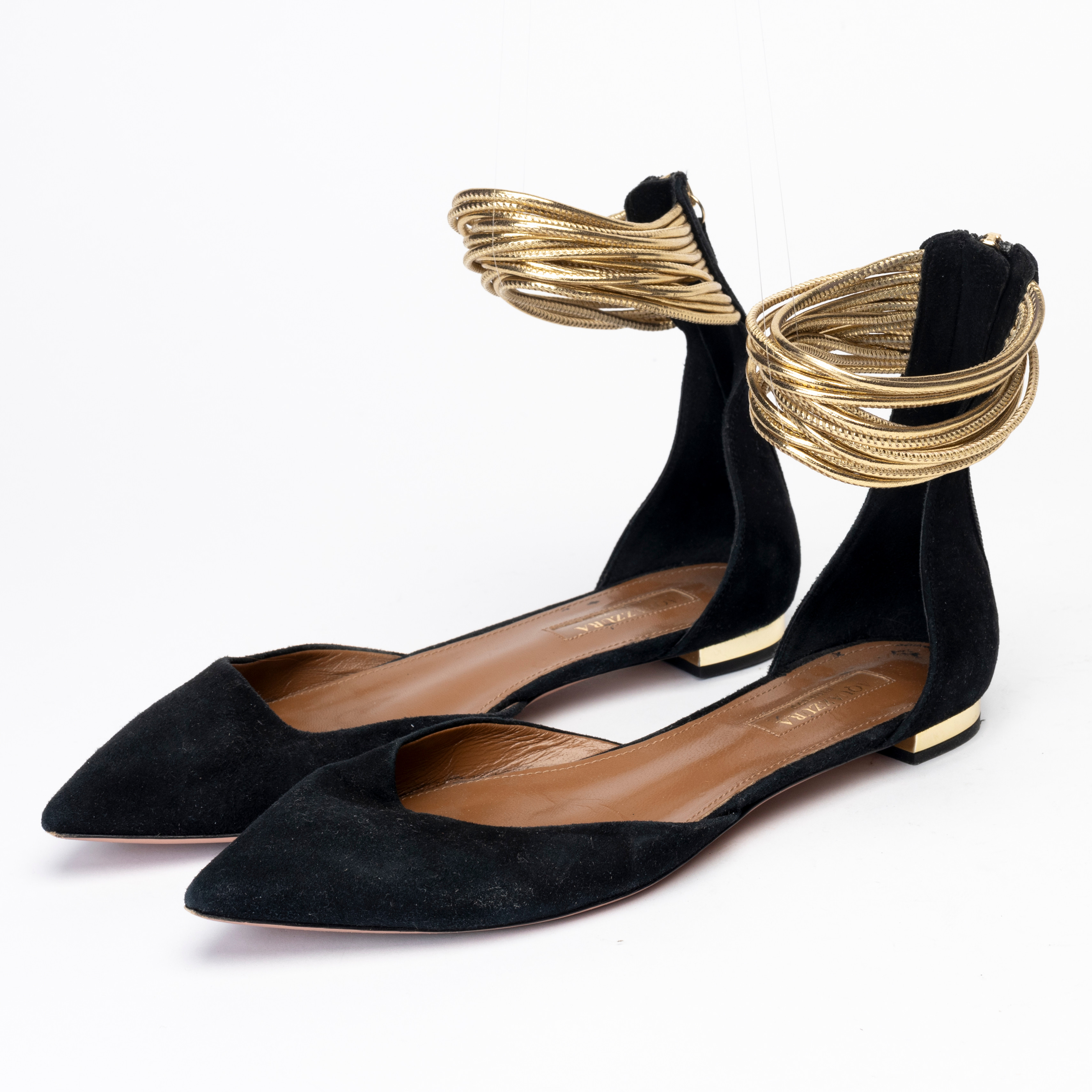 AQUAZZURA. Ballerinaskor, Hello Lover pointed toe flats, storlek 36.