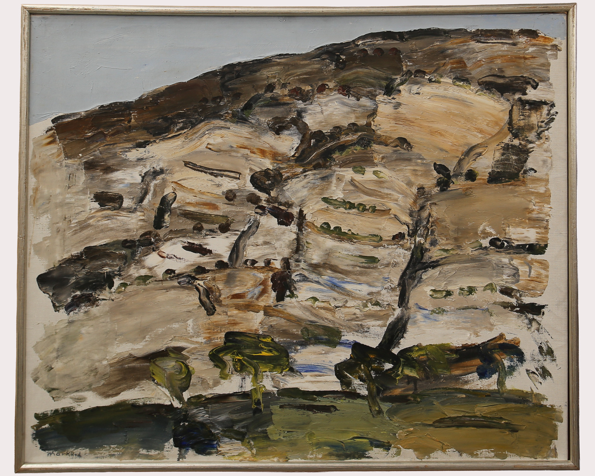 SVEN ERIK MARKHED (1925-1996). Olja på duk, "Bergsluttning", signerad Markhed samt full namnteckning a tergo.