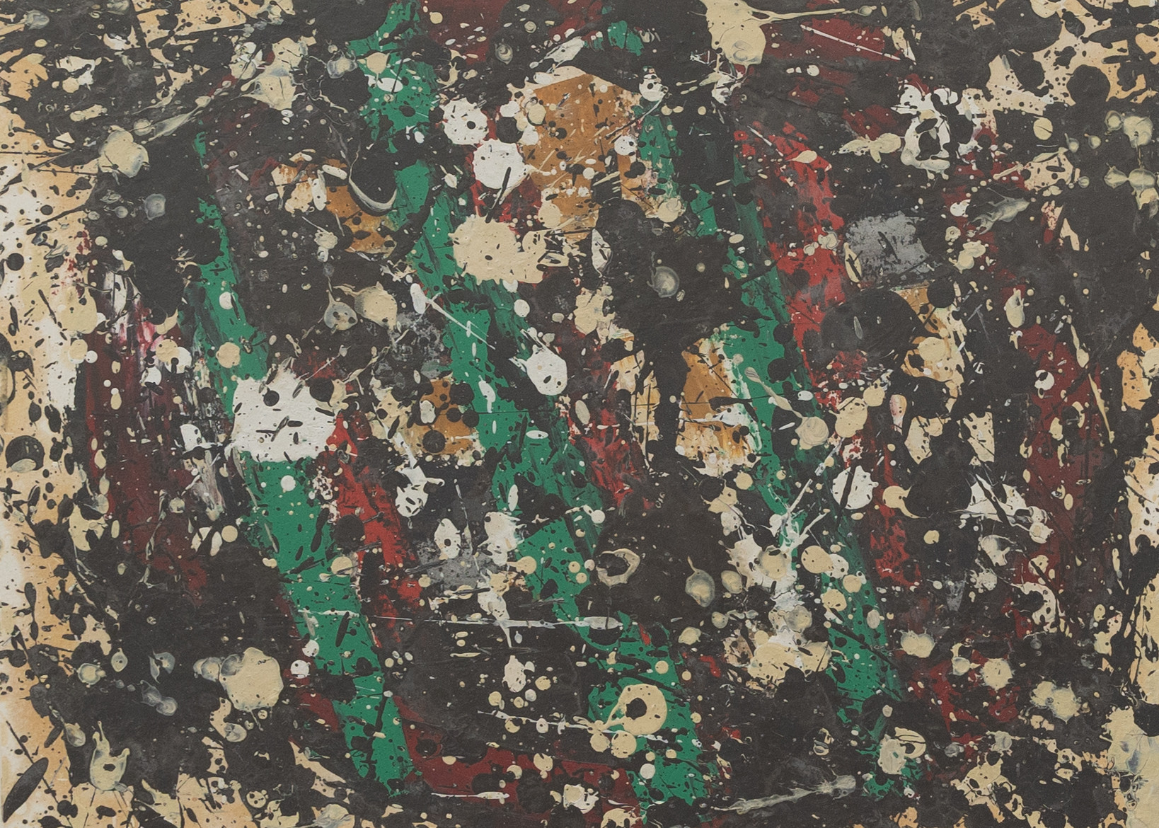 OKÄND AMERIKANSK KONSTNÄR. Komposition, olja på papp, osignerad.