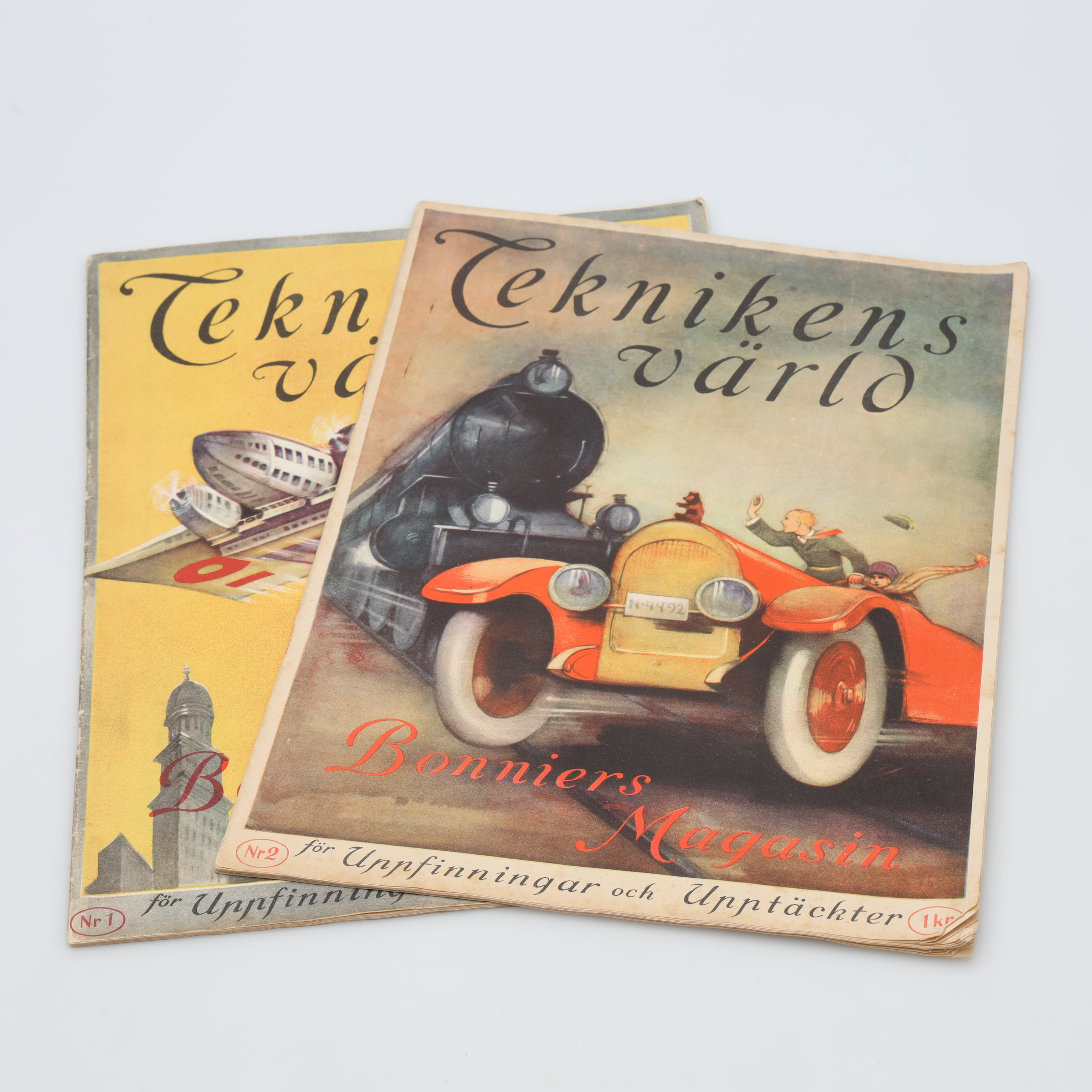 MAGASIN, Två st, Teknikens värld, 1926, Årg 1, Nr 1 samt 2, Bonniers Magasin.