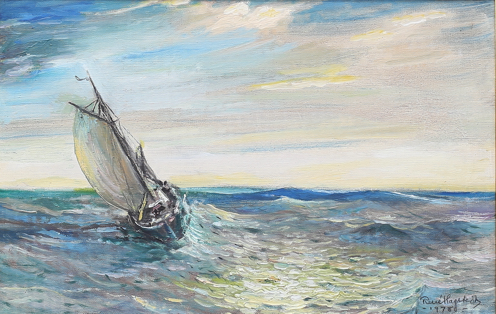 RENÉ HAGSTEDT. Segelbåt. olja på duk, signerad och daterad 1978.