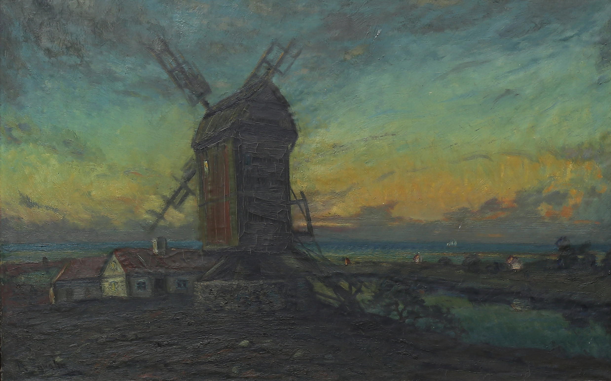 RAGNAR SWAHN. Ölandsmotiv med kvarn. Olja på duk, signerad.