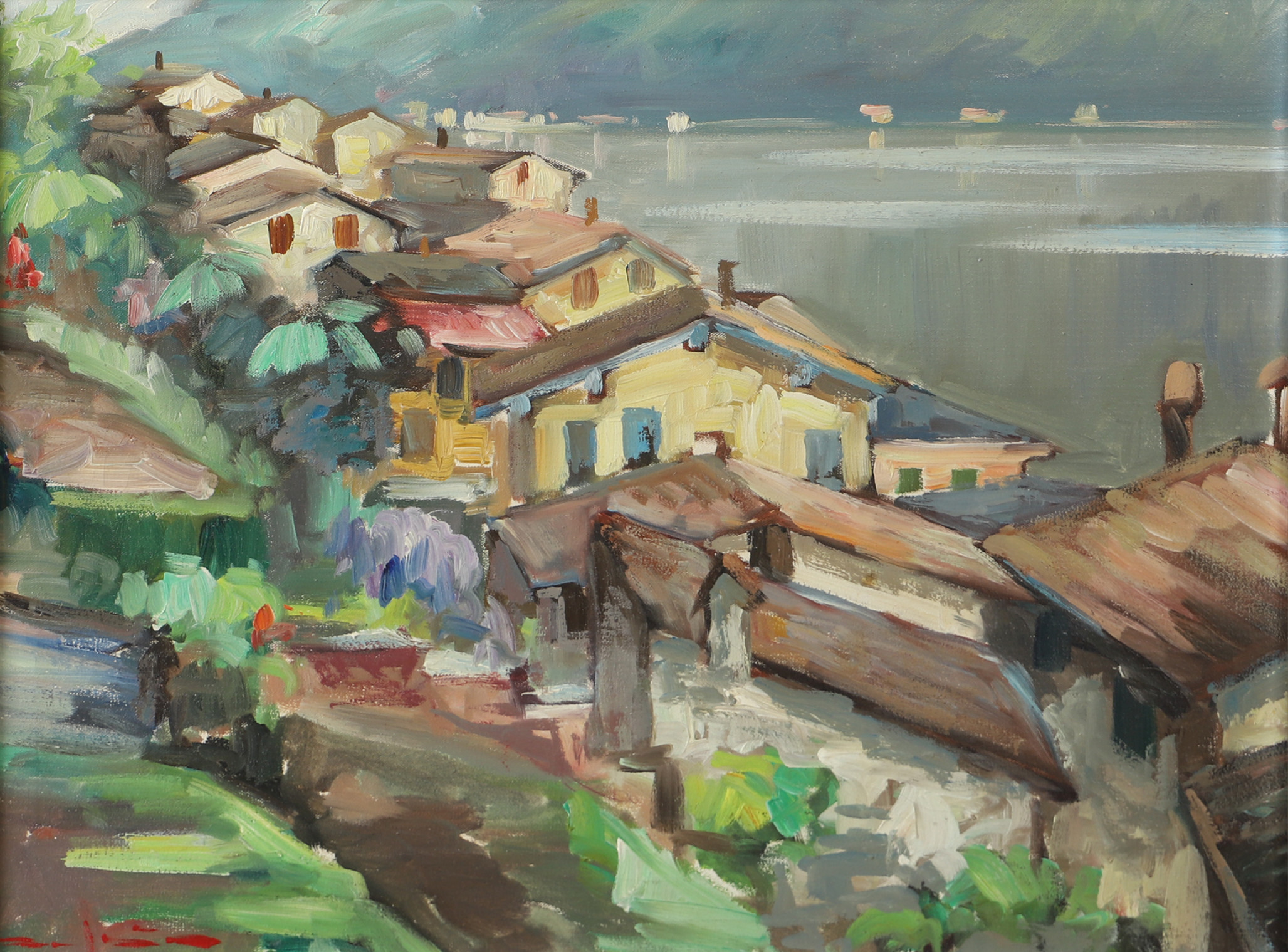 OIDENTIFIERAD KONSTNÄR. Motiv från Italien, olja på duk, otydligt signerad.